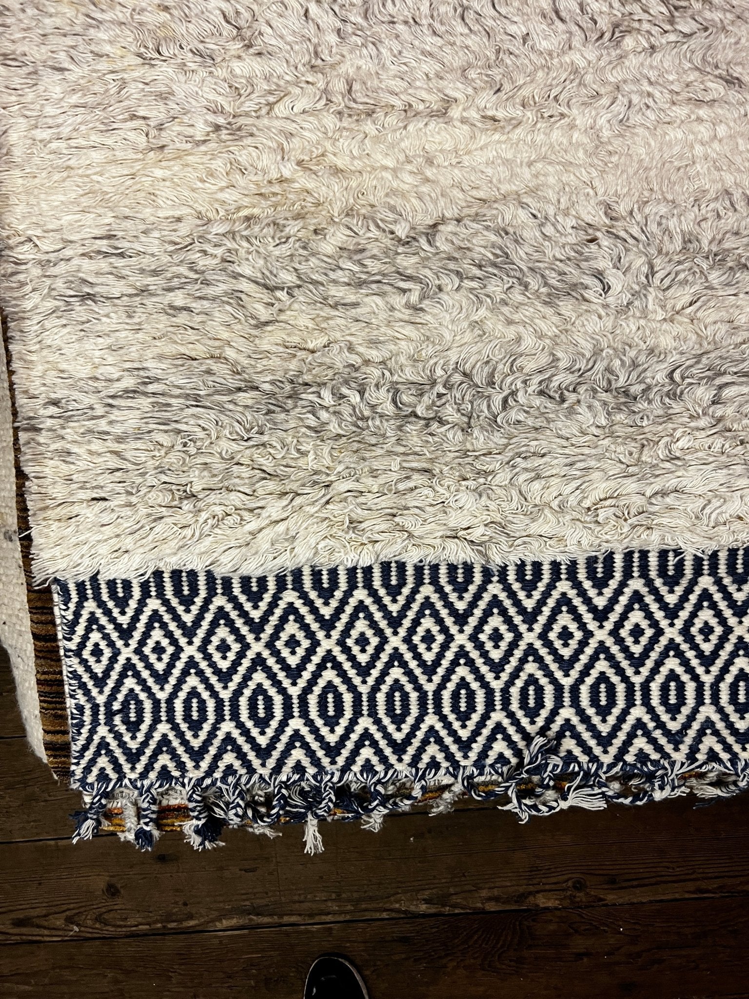 Lucile Featherbottom 4x6 Blue and Beige Handwoven Rug | Banana Manor Rug Company