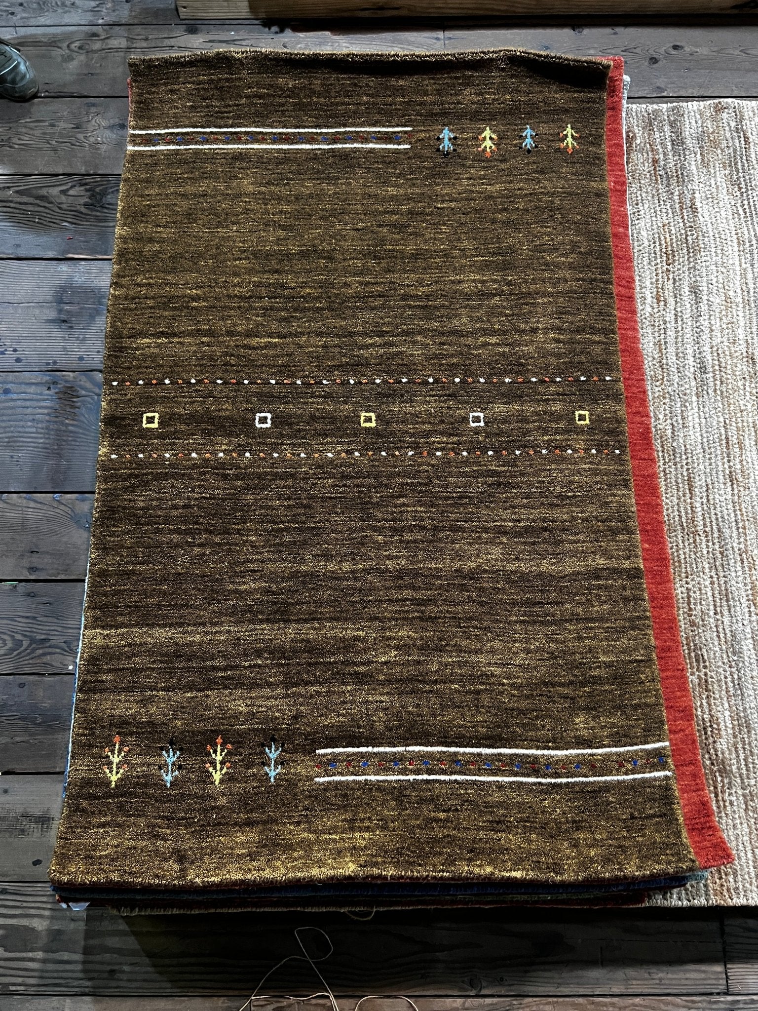 Lucknow 3x4.9 Brown/Rust Handwoven Gabbeh Rug | Banana Manor Rug Factory Outlet