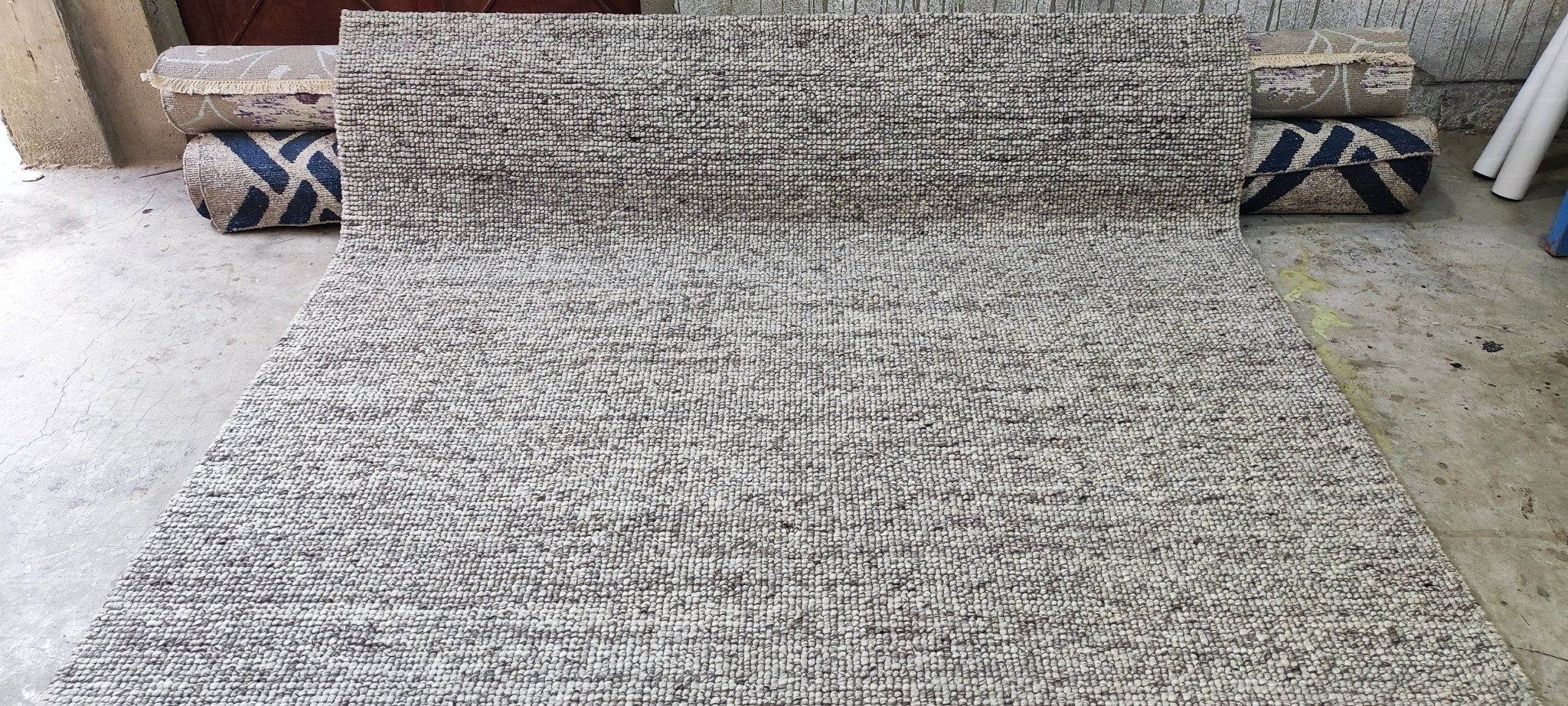 Lukas Mattson 6.6x9.6 Handwoven Wool Durrie Natural/Grey Textured | Banana Manor Rug Factory Outlet