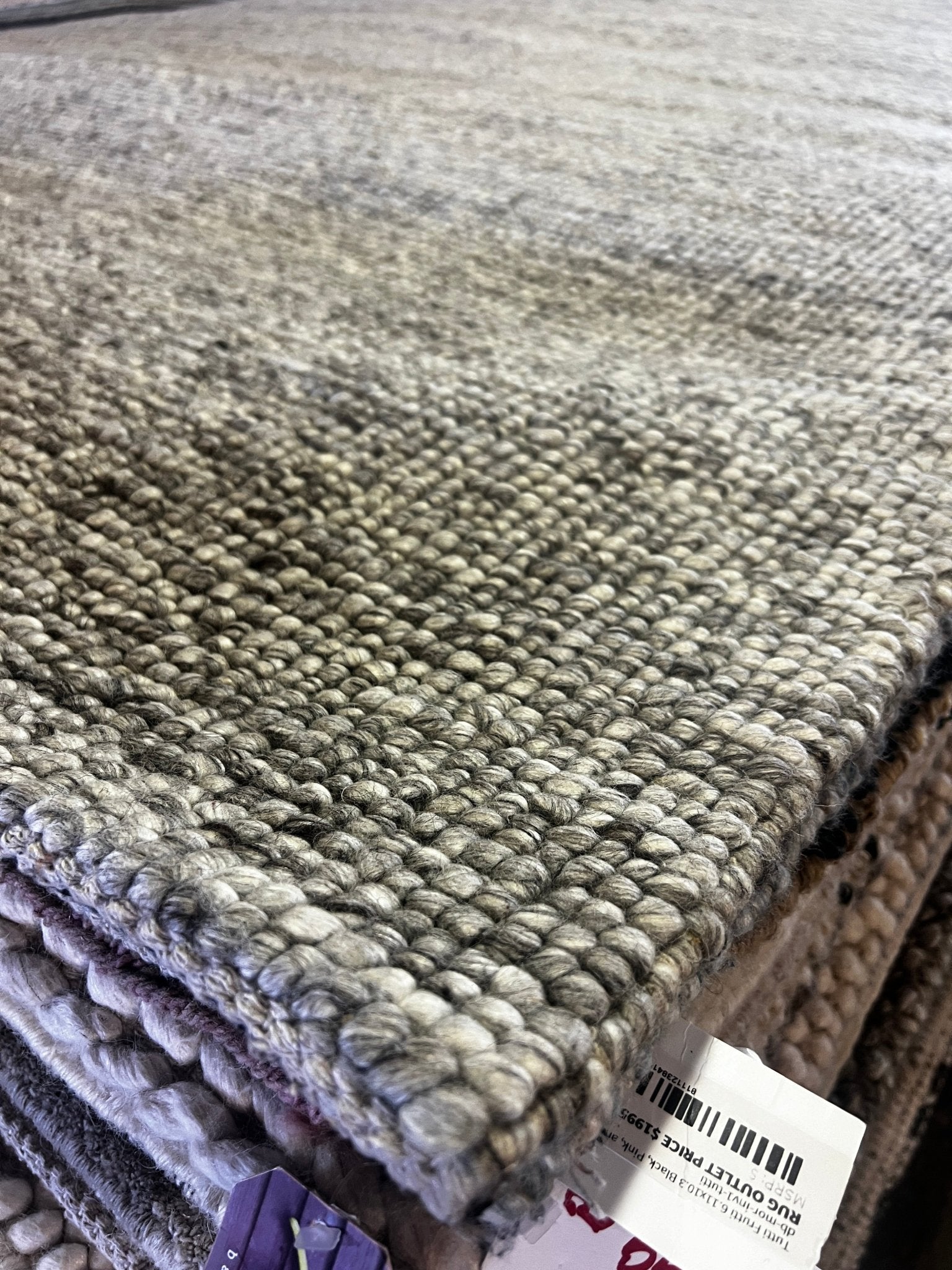 Lukas Mattson 6.6x9.6 Handwoven Wool Durrie Natural/Grey Textured | Banana Manor Rug Factory Outlet