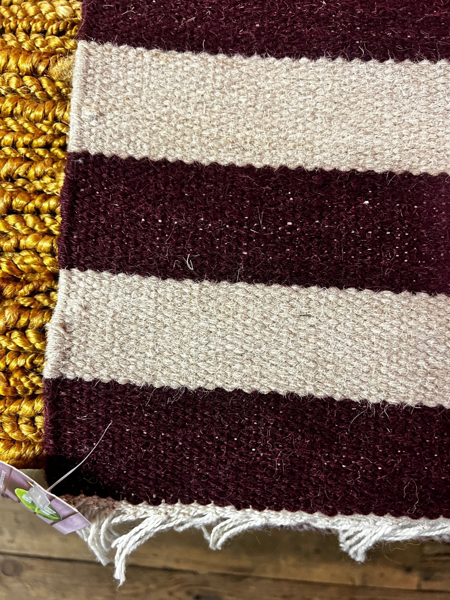 Luma 4x6 Handwoven Purple and Tan Striped Durrie Rug | Banana Manor Rug Factory Outlet