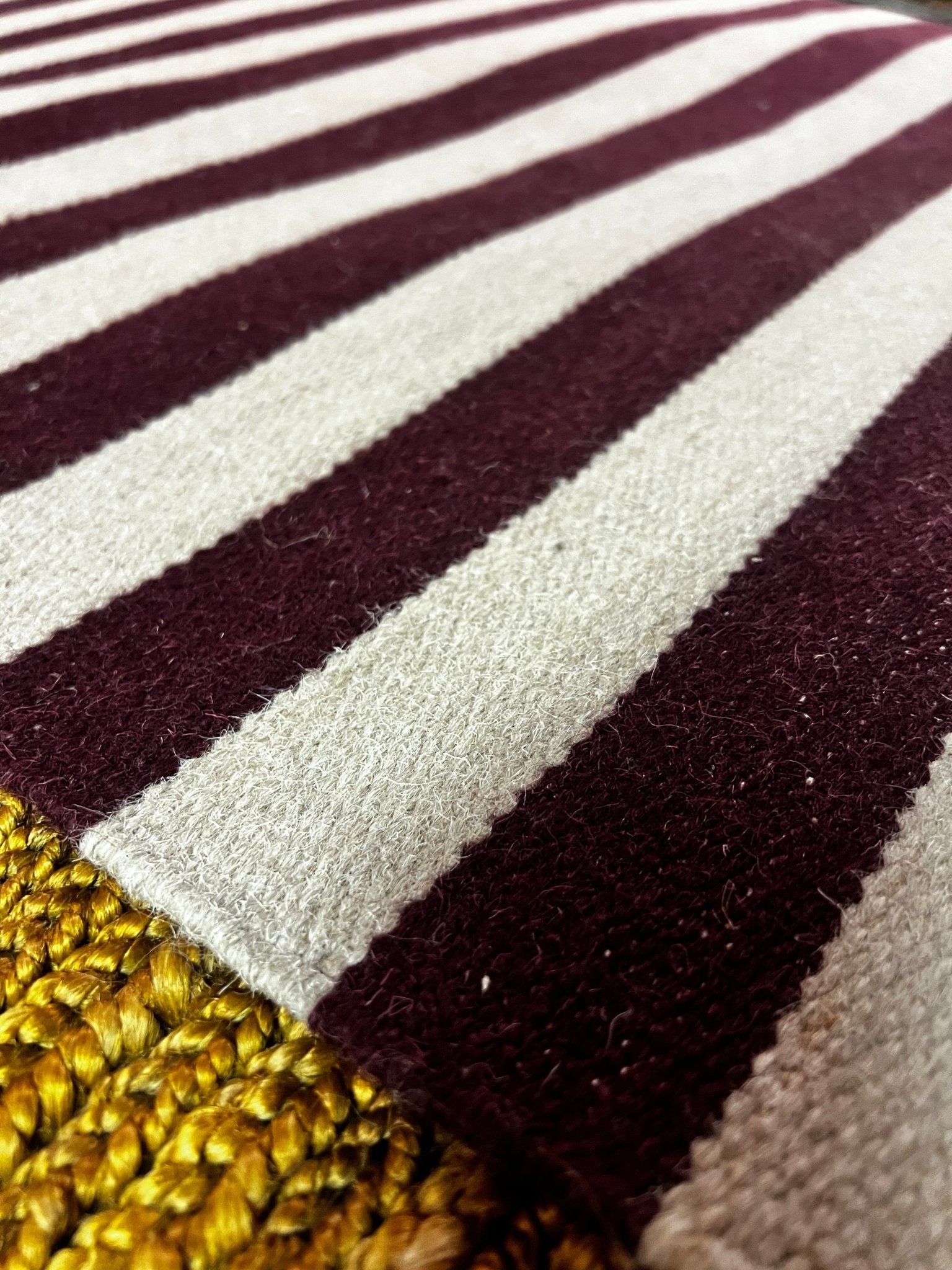 Luma 4x6 Handwoven Purple and Tan Striped Durrie Rug | Banana Manor Rug Factory Outlet