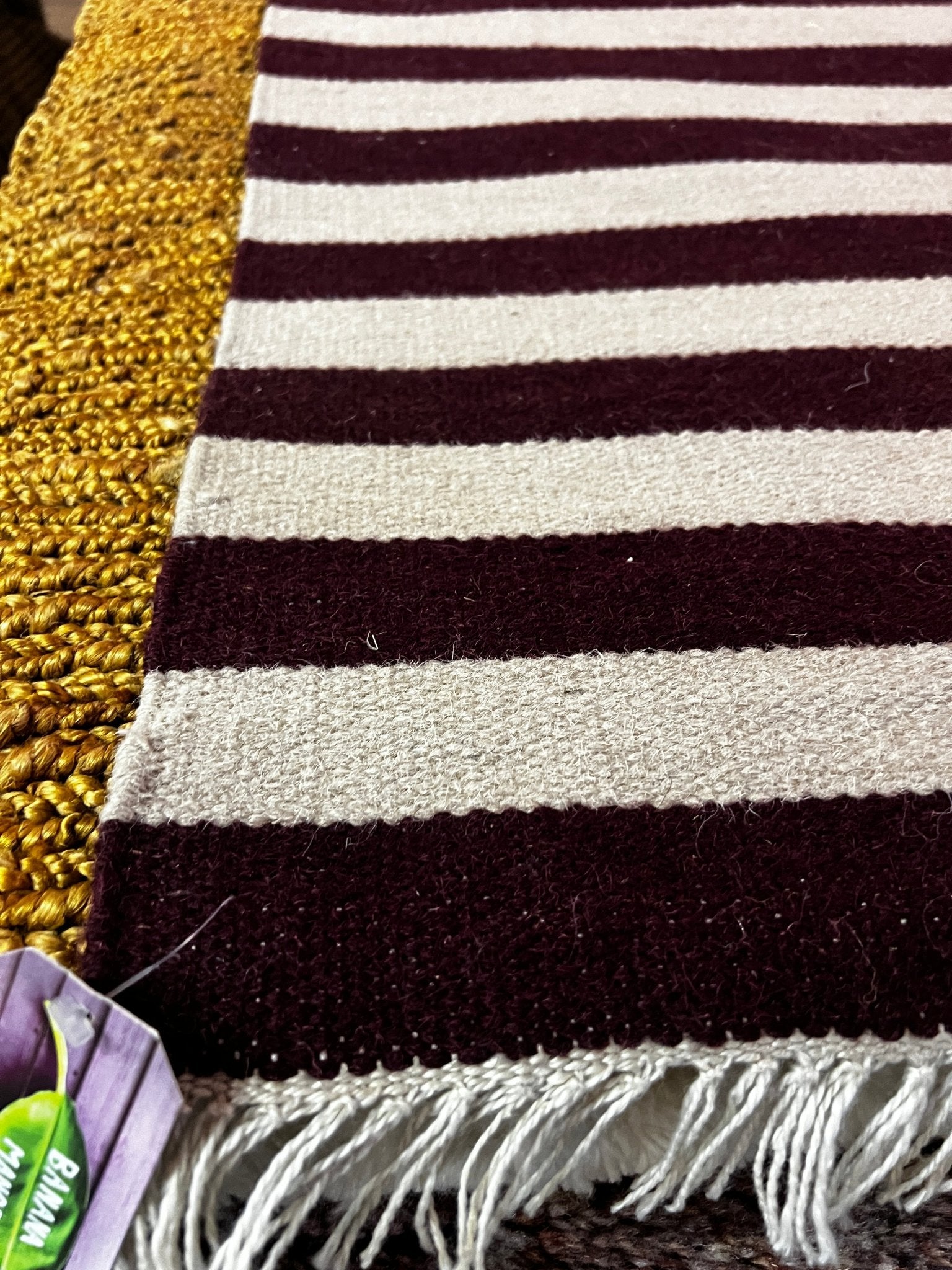 Luma 4x6 Handwoven Purple and Tan Striped Durrie Rug | Banana Manor Rug Factory Outlet