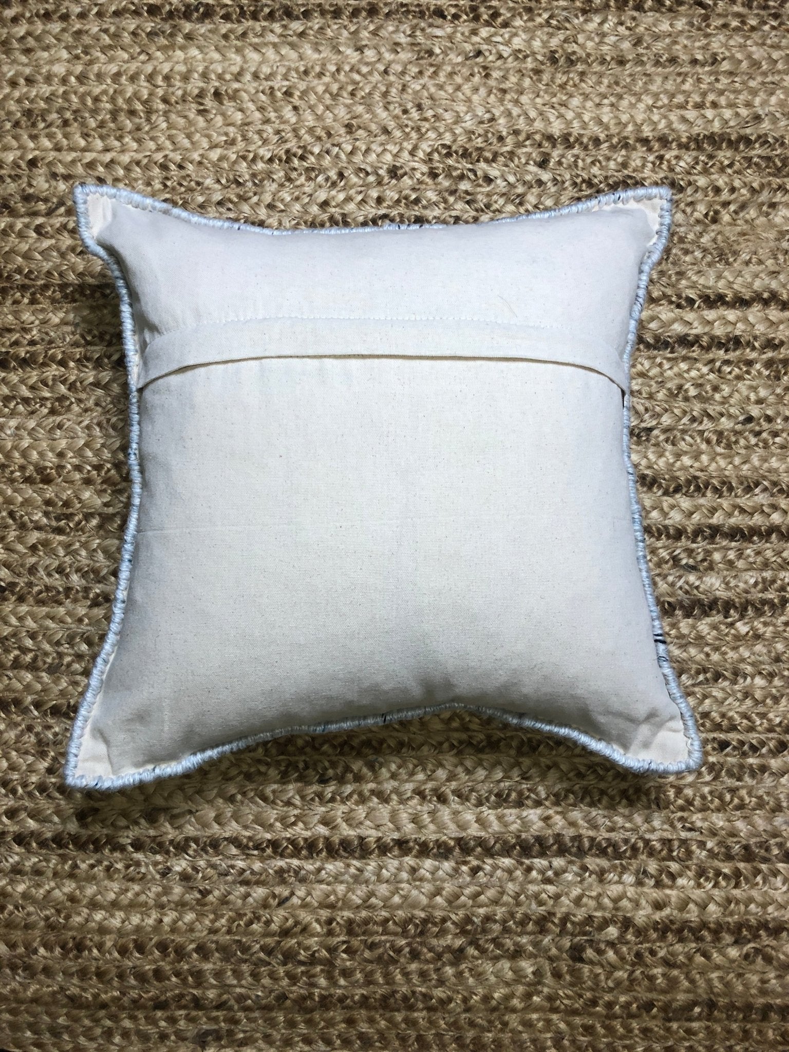 Lura White and Blue Hand-Knotted Pillow | Banana Manor Rug Company