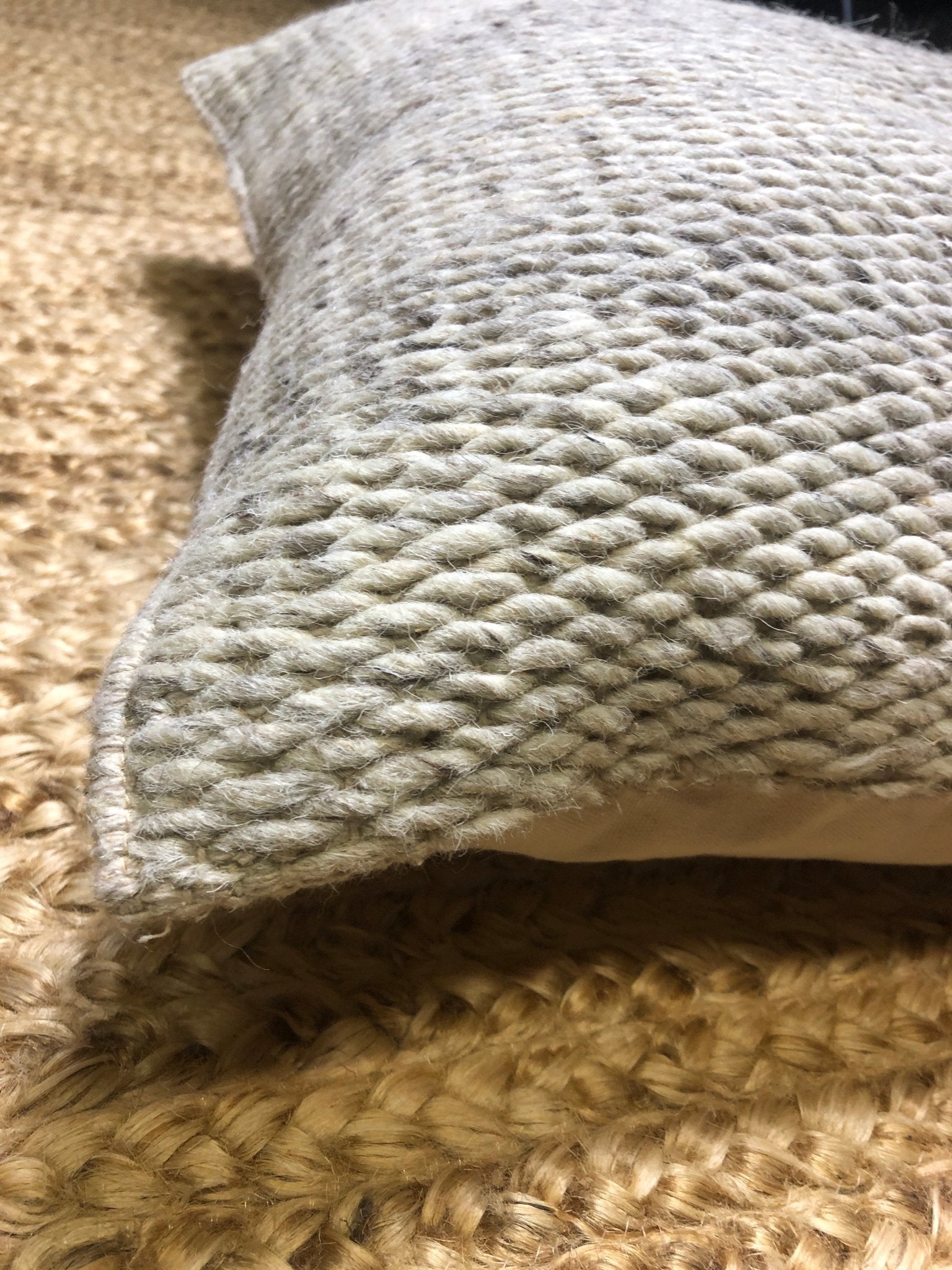 Lux Beige and Grey Handwoven Pillow | Banana Manor Rug Company
