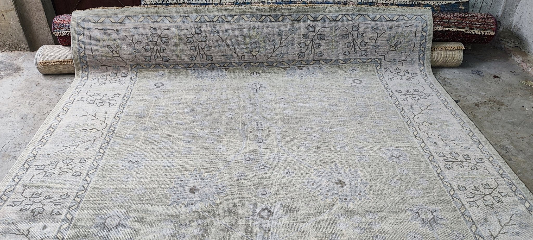 Lydia Thompson 8x10 Hand Knotted Tan & Grey Turkish Oushak | Banana Manor Rug Factory Outlet