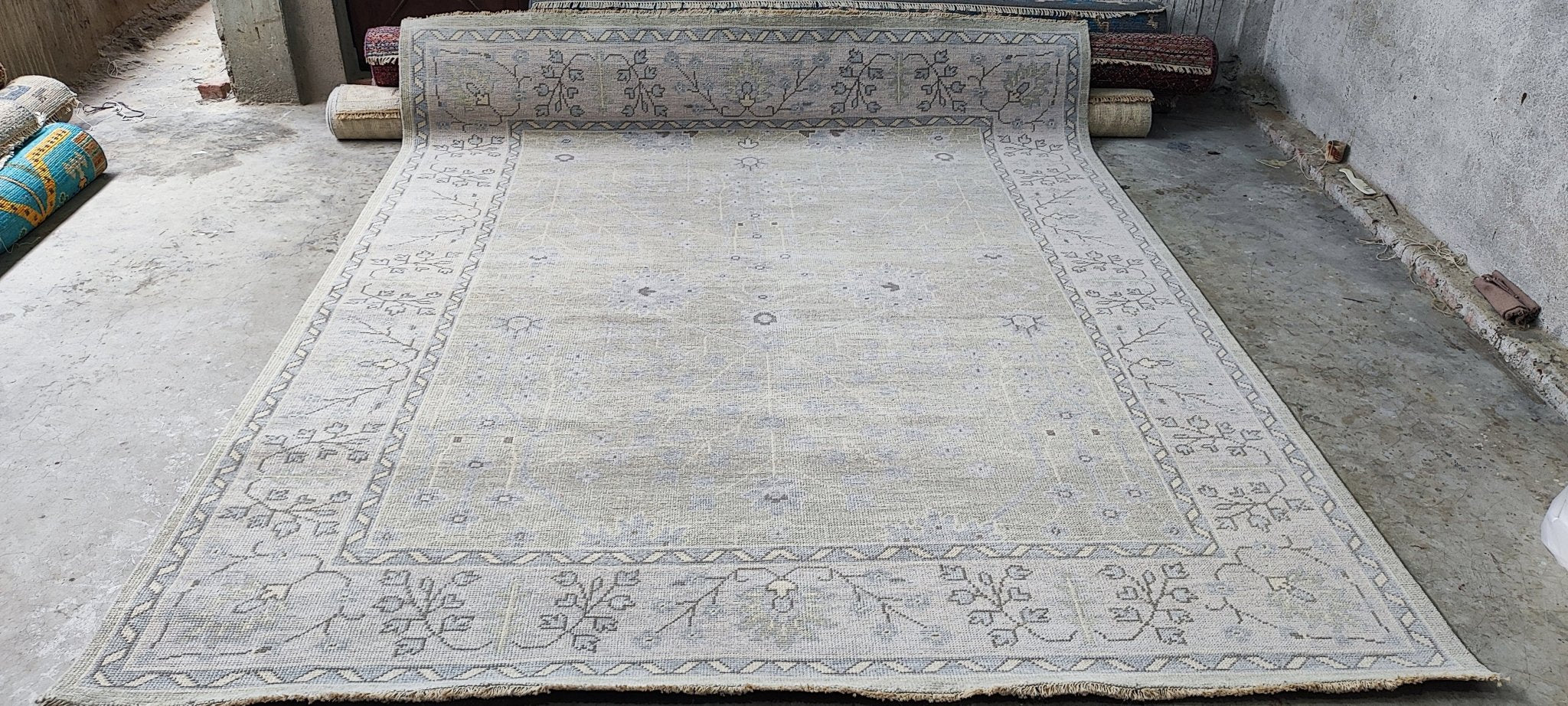 Lydia Thompson 8x10 Hand Knotted Tan & Grey Turkish Oushak | Banana Manor Rug Factory Outlet