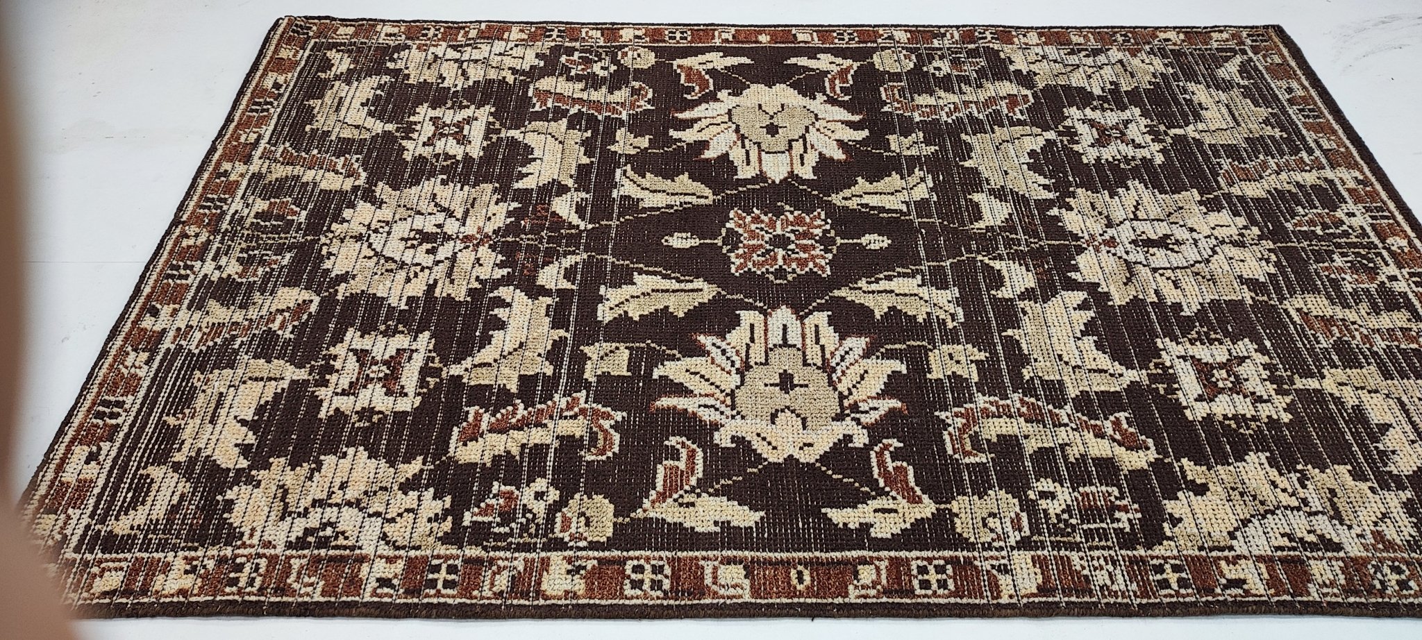 Maggie Wheeler 5.3x8 Hand-Knotted Brown Mix Floral | Banana Manor Rug Factory Outlet