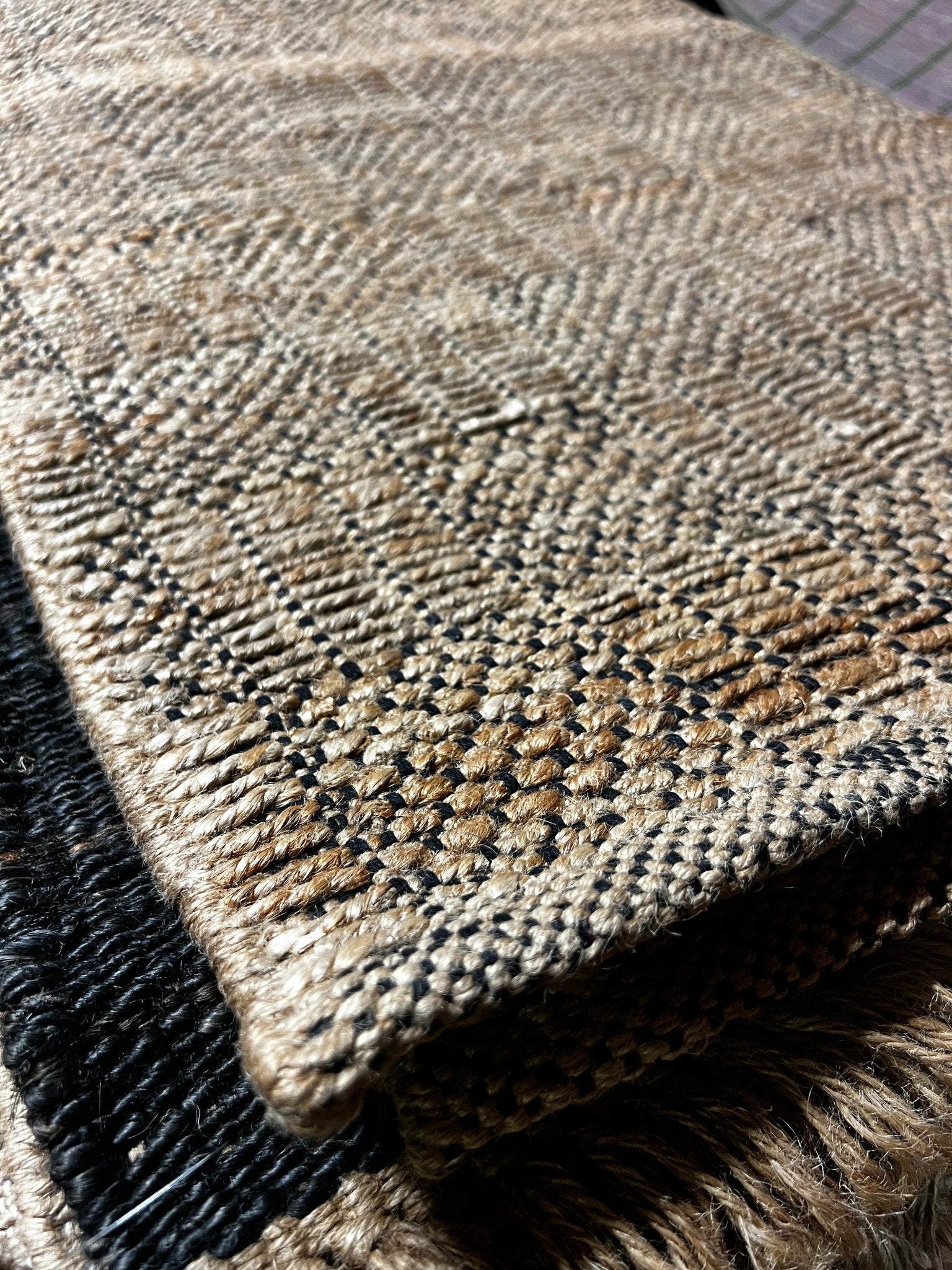 Magic Jenna Handwoven 2.6x7.9 Natural and Black Jute Runner | Banana Manor Rug Factory Outlet