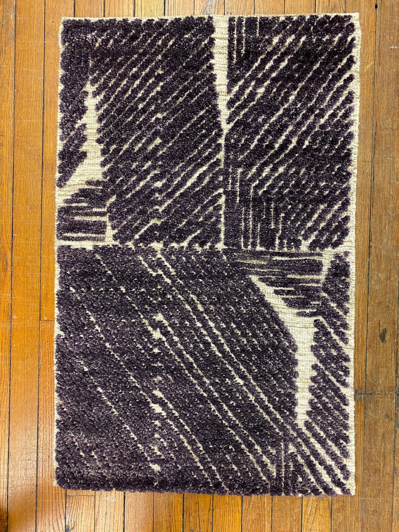 'Manatee' Hand Knotted High Low Rug - Dark Purple | Banana Manor Rug Factory Outlet