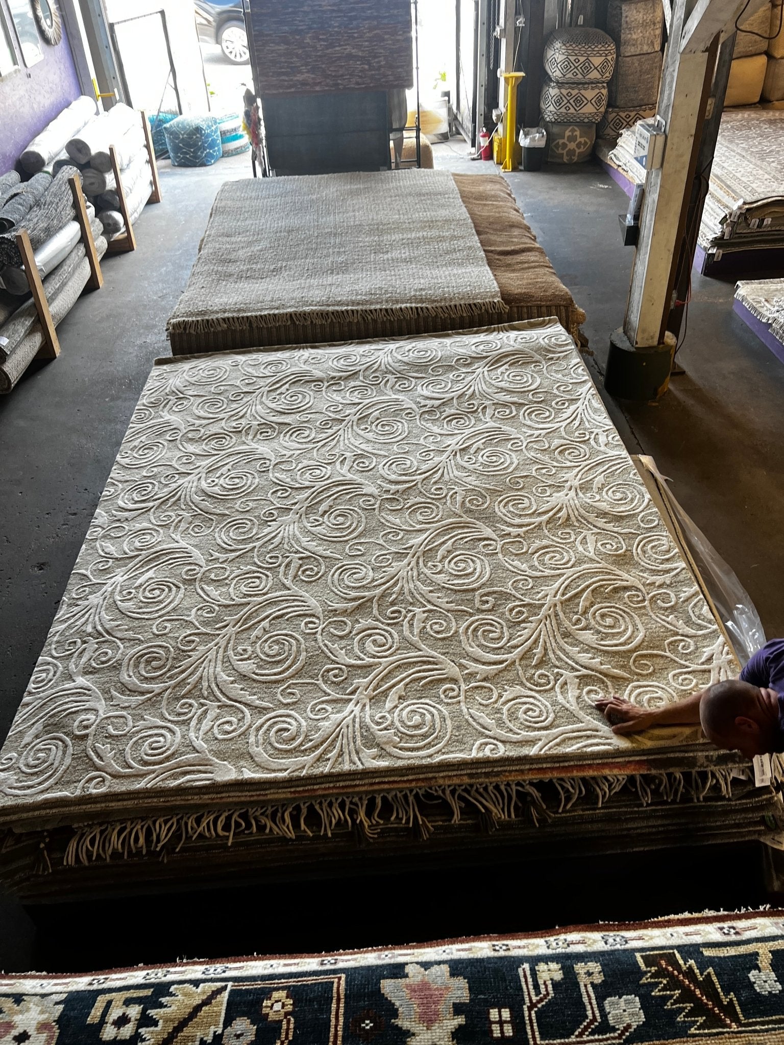 Marcia Hand-Tufted Wool Natural Olive Floral (Multiple Sizes) | Banana Manor Rug Factory Outlet