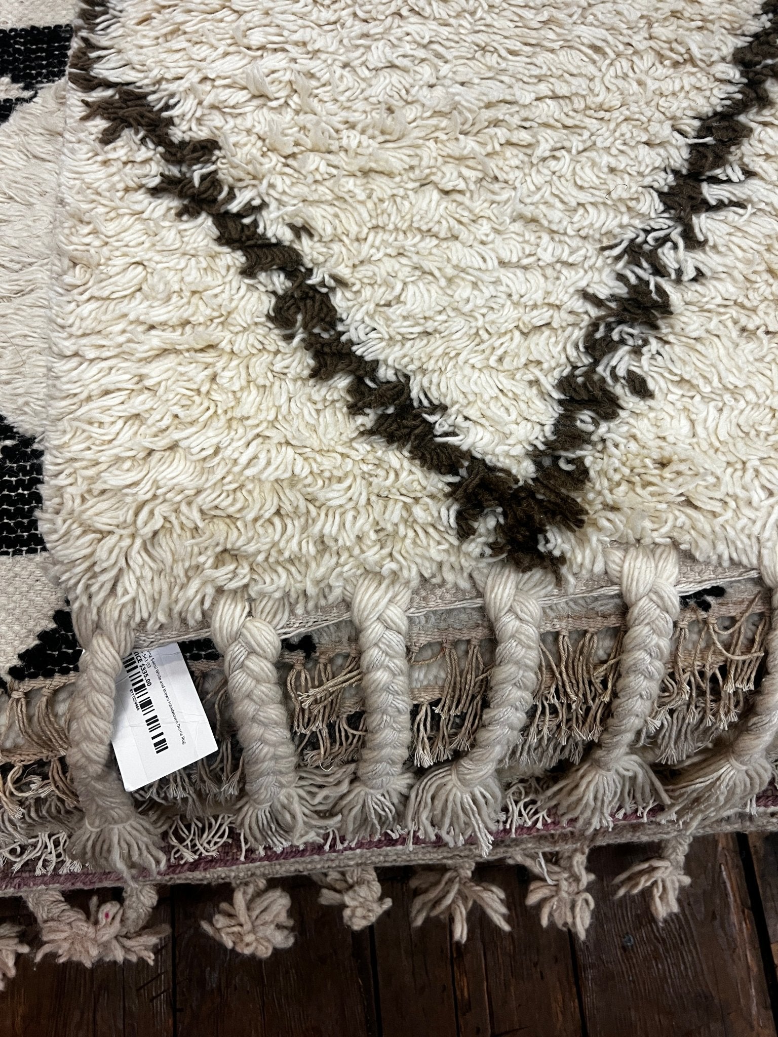 Marco Moroccan Style White and Brown Handwoven Durrie Rug 5x8 | Banana Manor Rug Company