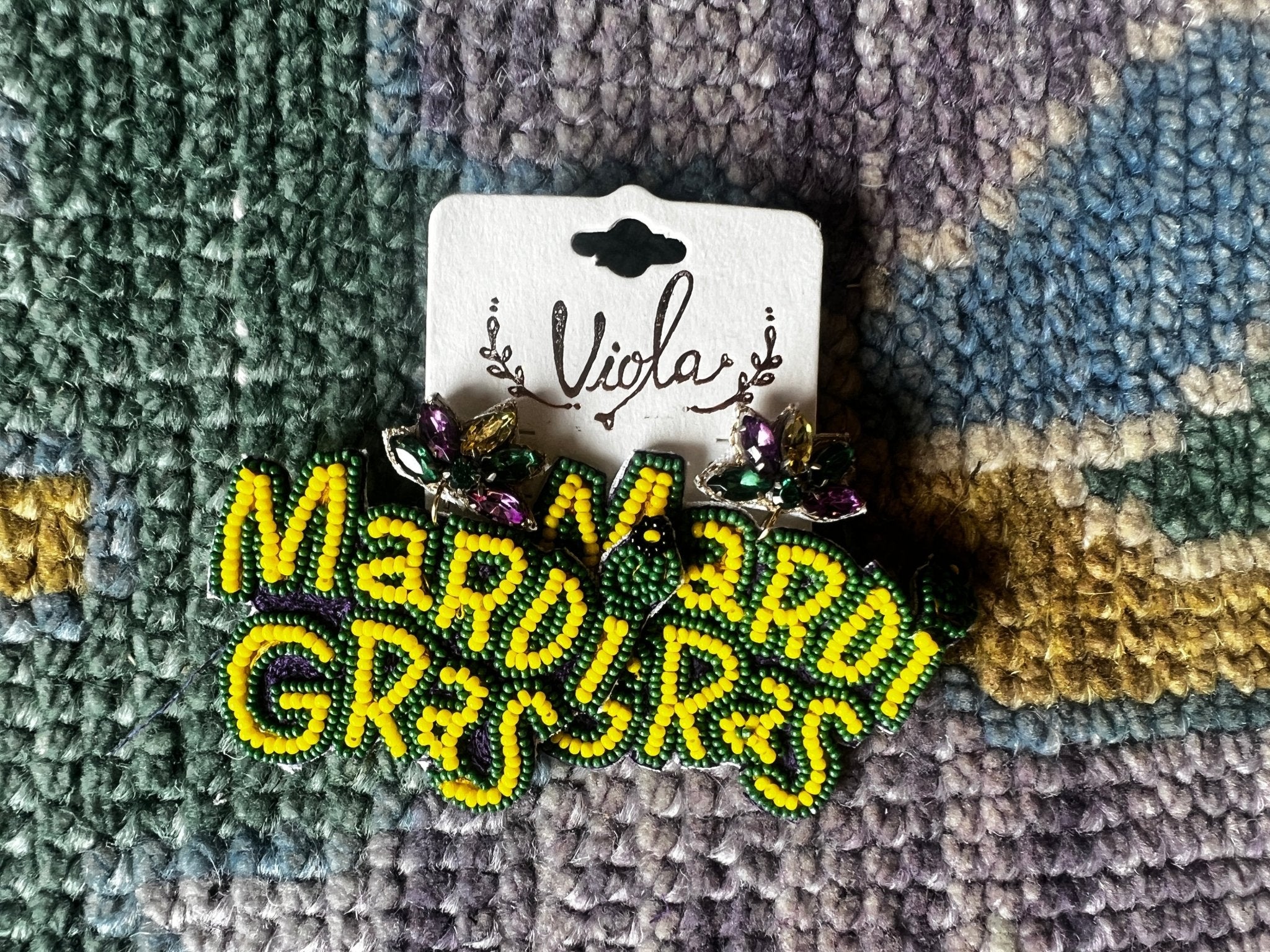Mardi Gras Party on Garth Earrings | Banana Manor Rug Company