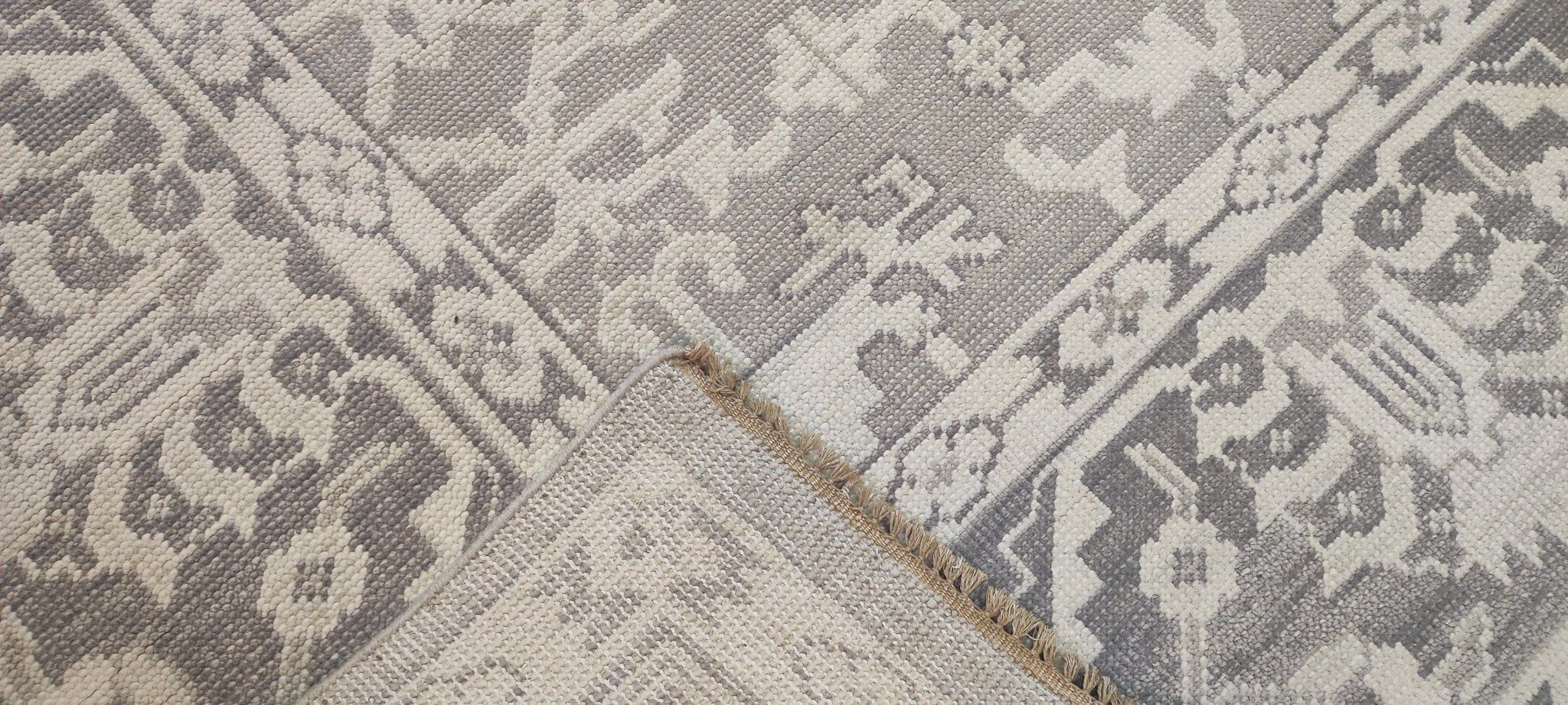 Margaret Trudeau 10x13.9 Silver and Grey Hand-Knotted Oushak Rug | Banana Manor Rug Company