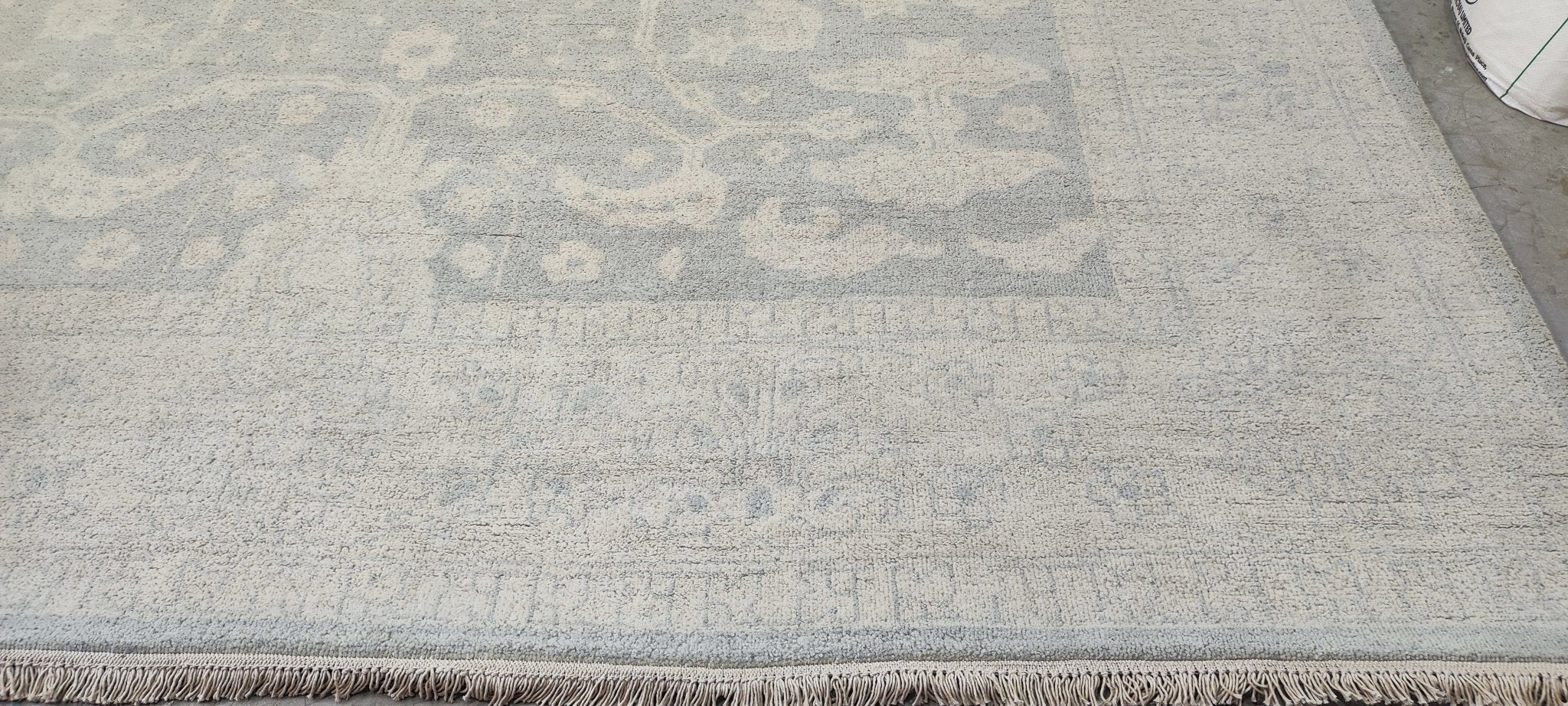 Margarita Levieva Hand-Knotted Oushak Rug Light Green and Beige 9x12 | Banana Manor Rug Company