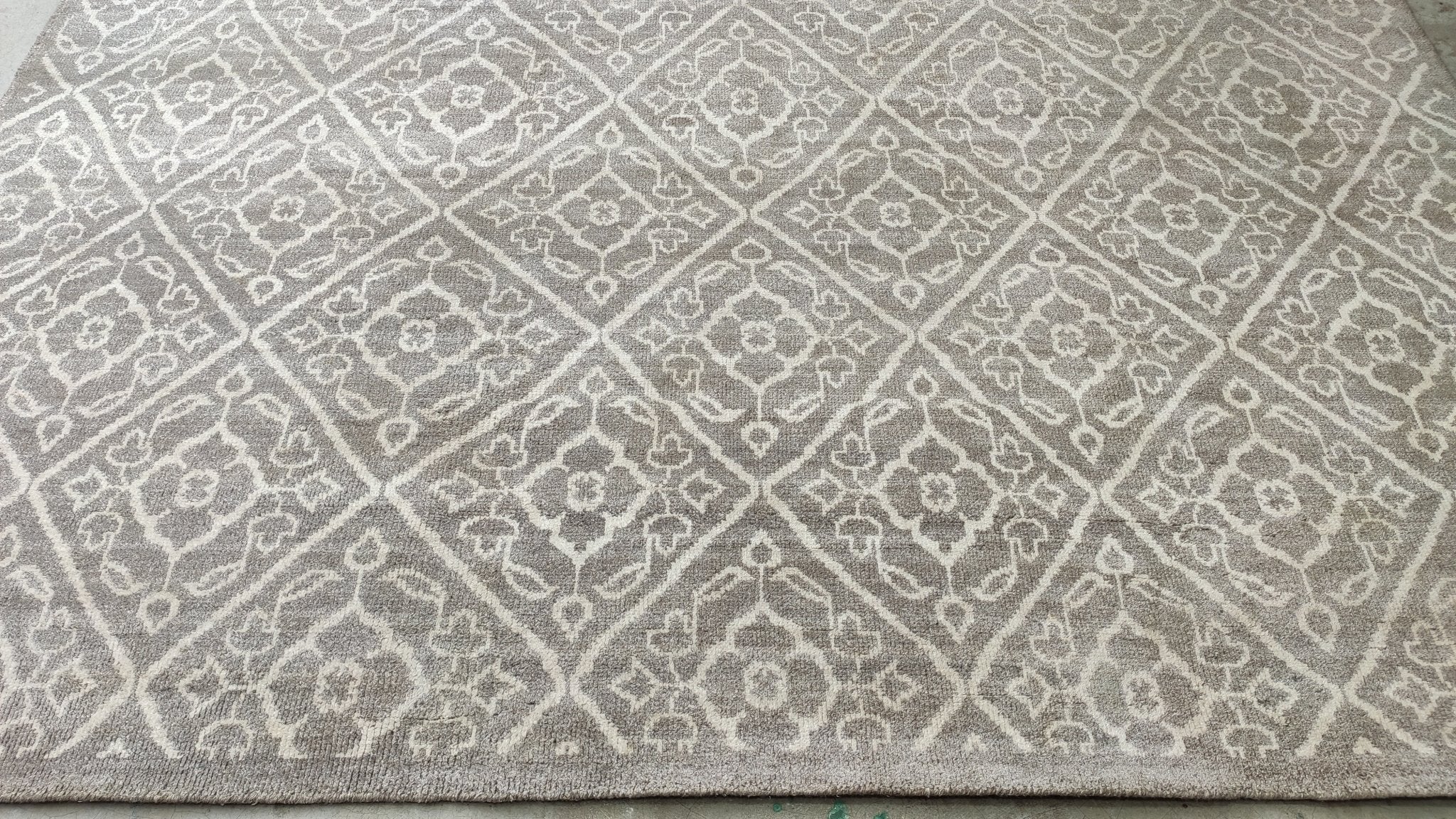 Marie Gillain 8.6x11.6 Brown and Ivory Hand-Knotted Rug | Banana Manor Rug Company