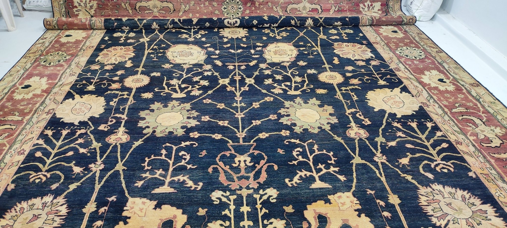 Mariena 12x18.3 Hand-Knotted Black & Rust Oushak | Banana Manor Rug Factory Outlet