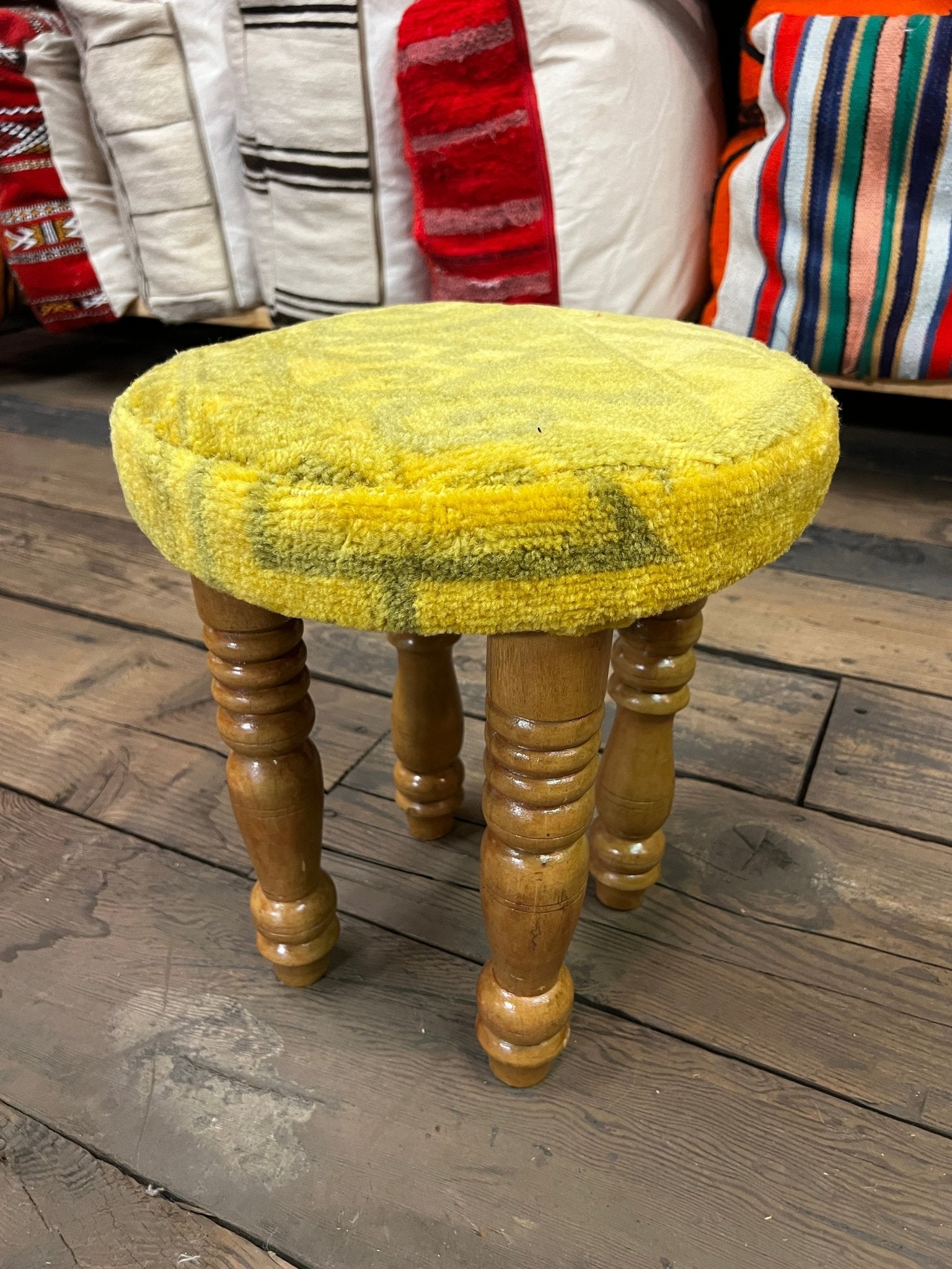 Mariene 14x14x17 Wooden Upholstered Stool | Banana Manor Rug Factory Outlet