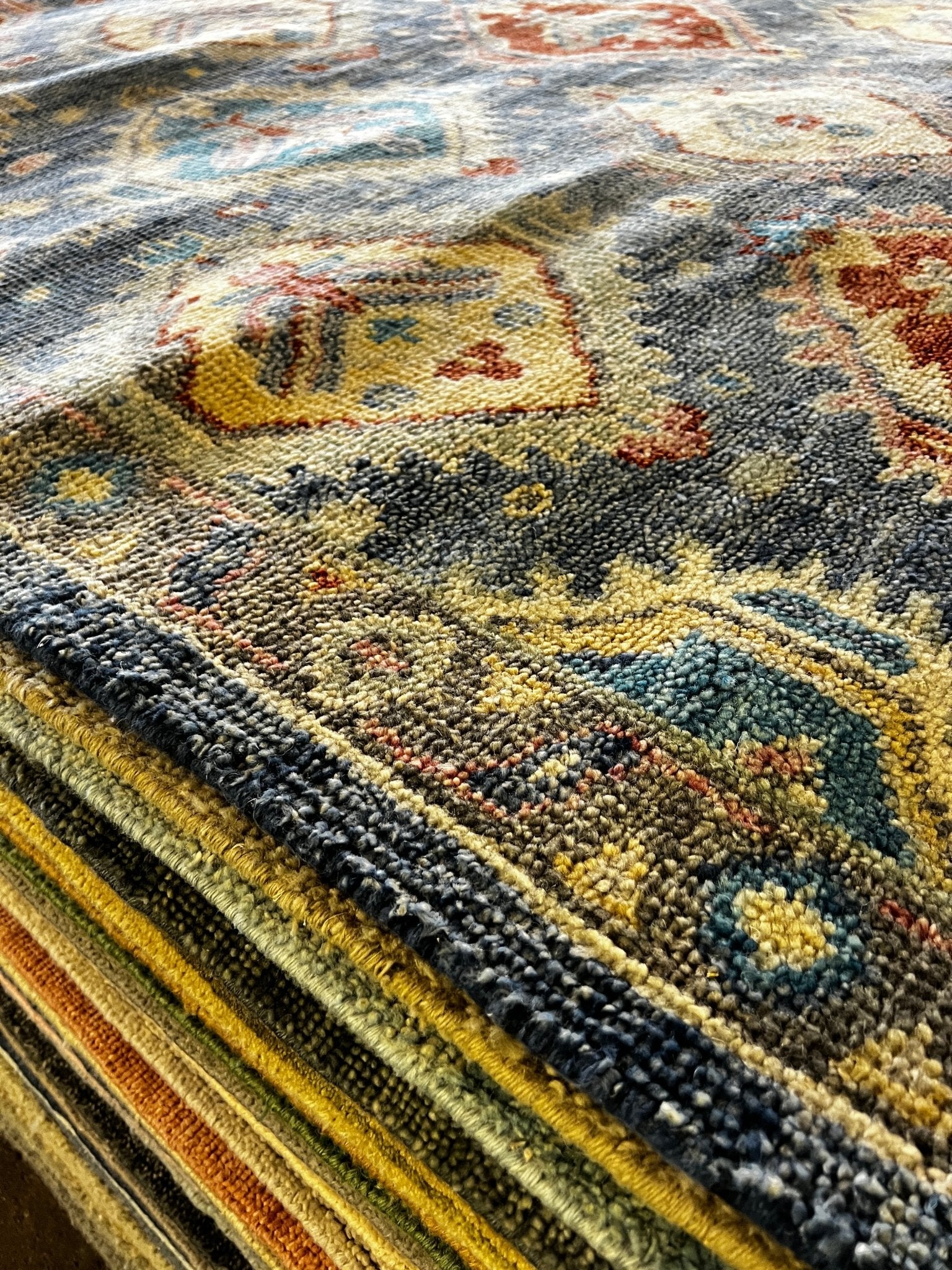 Marigny 8x9.9 Blue Hand-Knotted Oushak Rug | Banana Manor Rug Factory Outlet