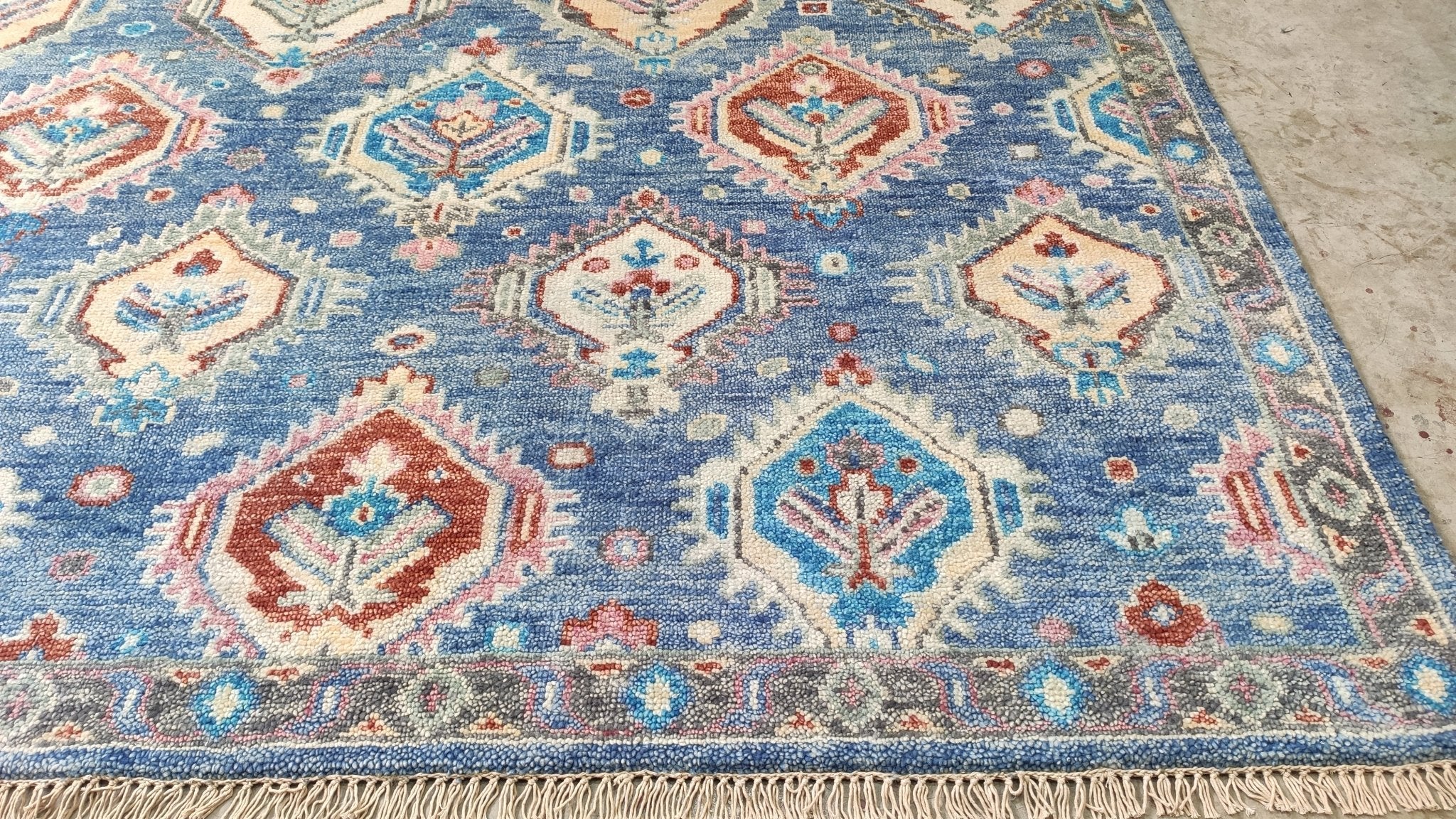 Marigny 8x9.9 Blue Hand-Knotted Oushak Rug | Banana Manor Rug Company