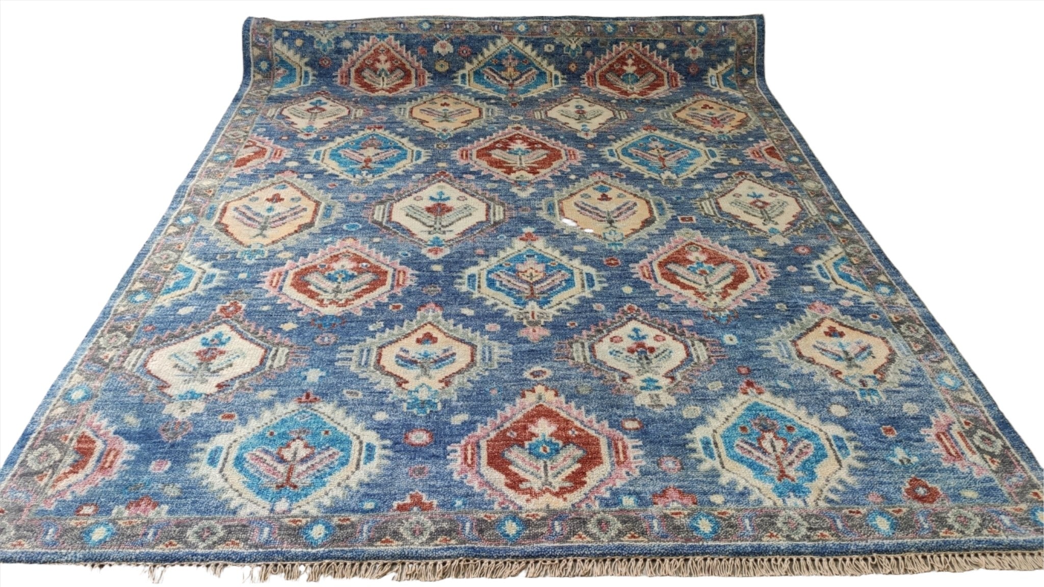 Marigny 8x9.9 Blue Hand-Knotted Oushak Rug | Banana Manor Rug Company