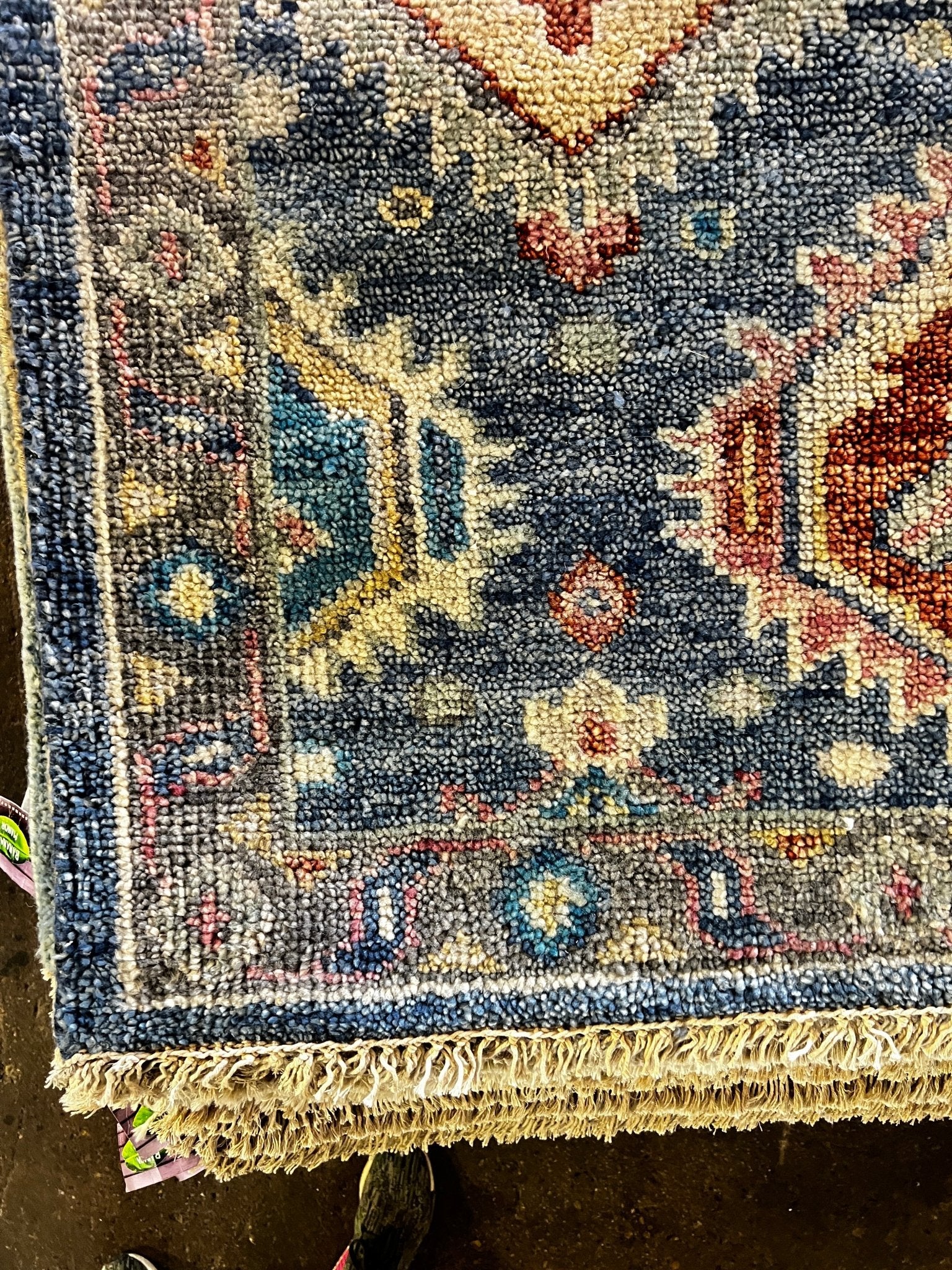 Marigny 8x9.9 Blue Hand-Knotted Oushak Rug | Banana Manor Rug Factory Outlet