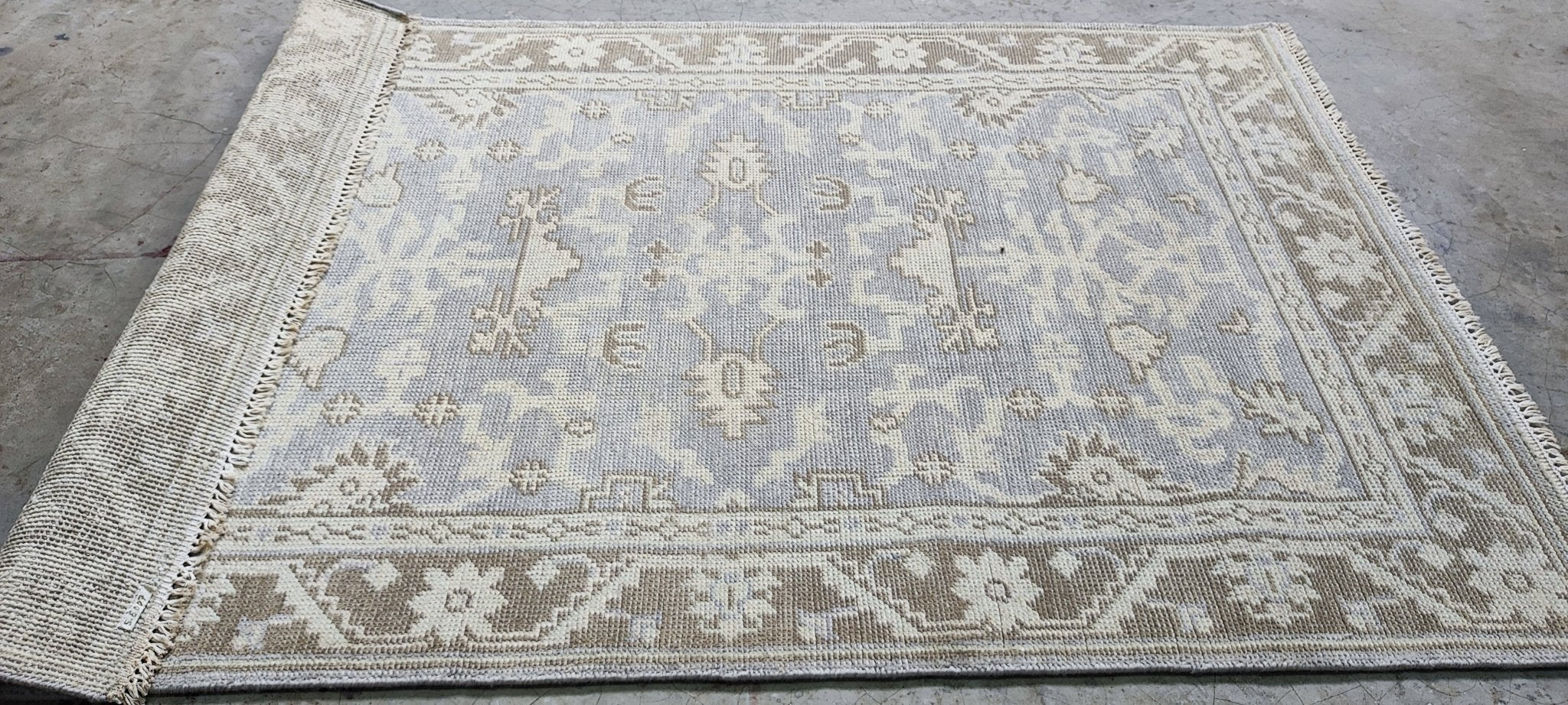 Marilyn Lange 4x6 Hand Knotted Silver & Light Rust Turkish Oushak | Banana Manor Rug Factory Outlet