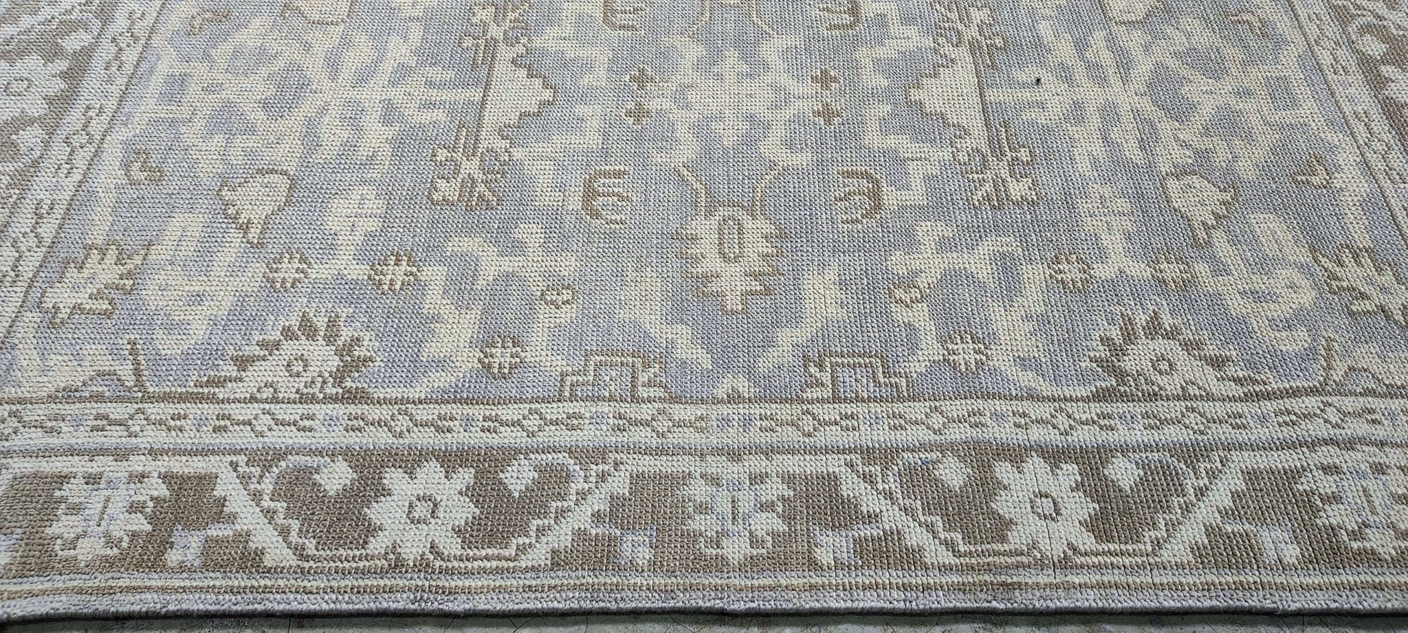 Marilyn Lange 4x6 Hand Knotted Silver & Light Rust Turkish Oushak | Banana Manor Rug Factory Outlet