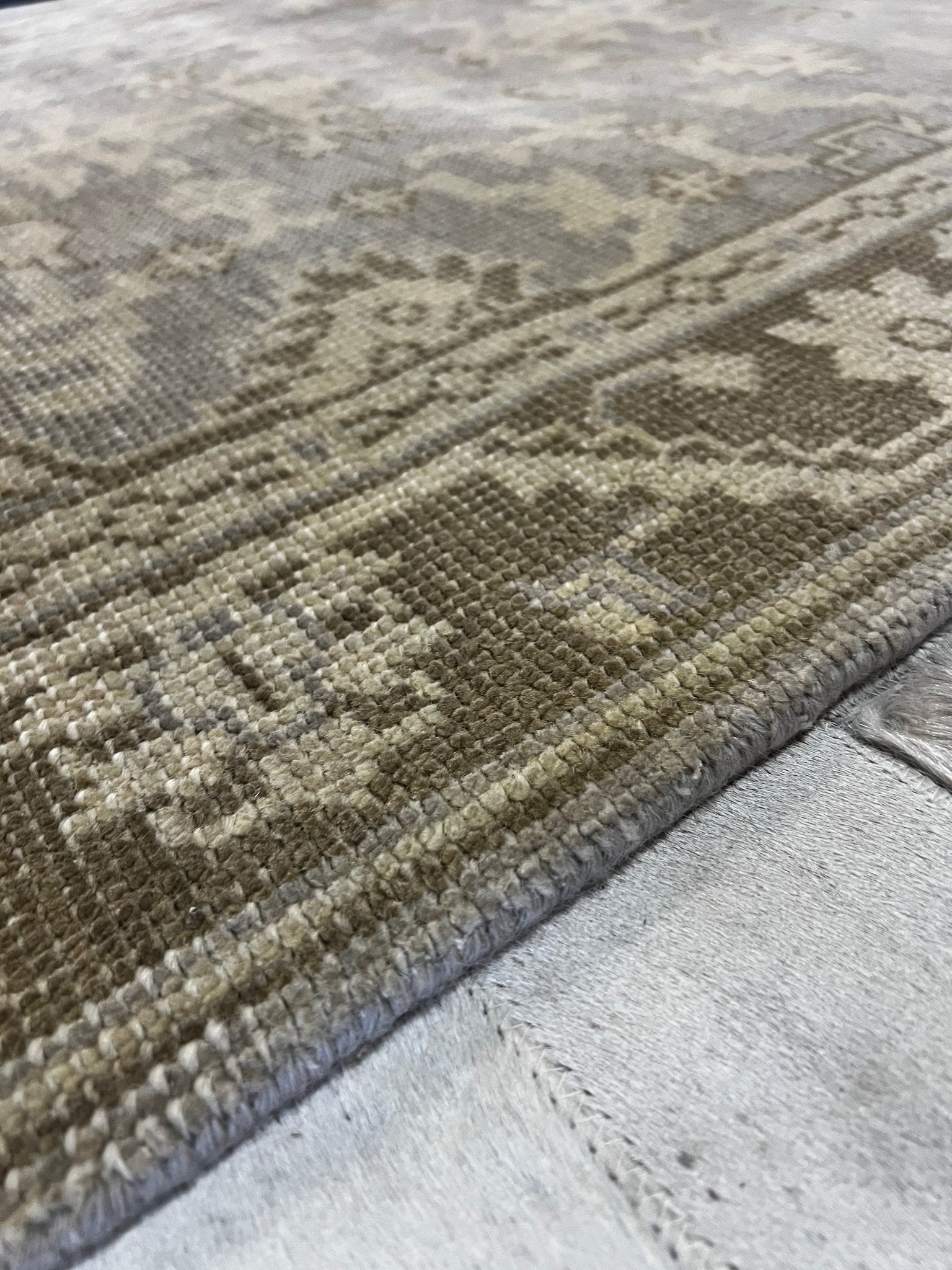 Marilyn Lange 4x6 Hand-Knotted Silver & Light Rust Turkish Oushak | Banana Manor Rug Factory Outlet