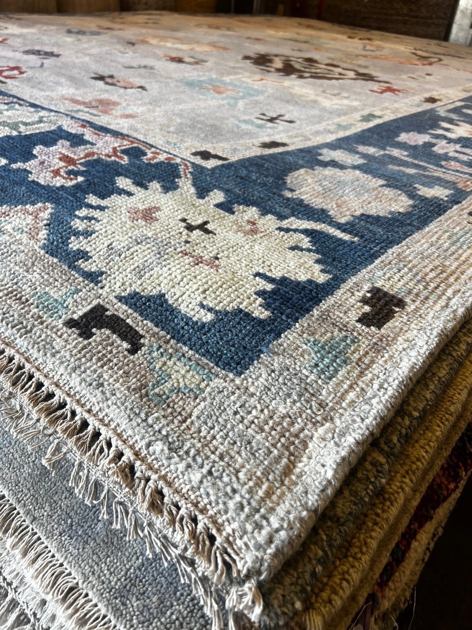 Marina 10x14 Hand-Knotted Grey & Blue Oushak | Banana Manor Rug Factory Outlet