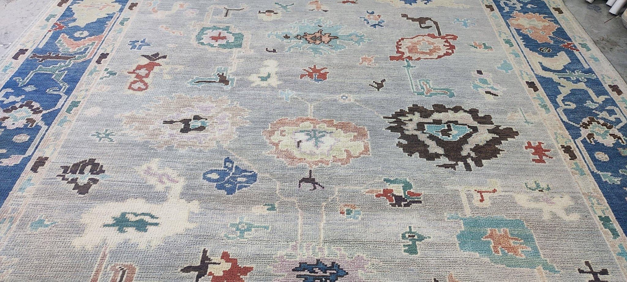 Marina 10x14 Hand Knotted Grey & Blue Oushak | Banana Manor Rug Factory Outlet