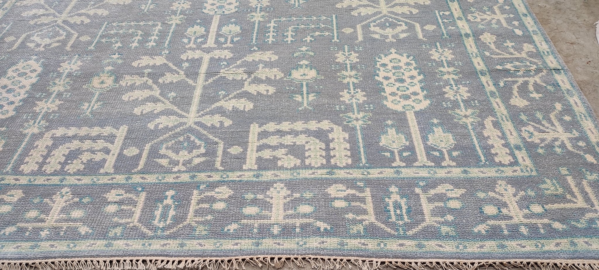 Marisa Berenson 9x12 Light Blue Hand-Knotted Oushak Rug | Banana Manor Rug Company