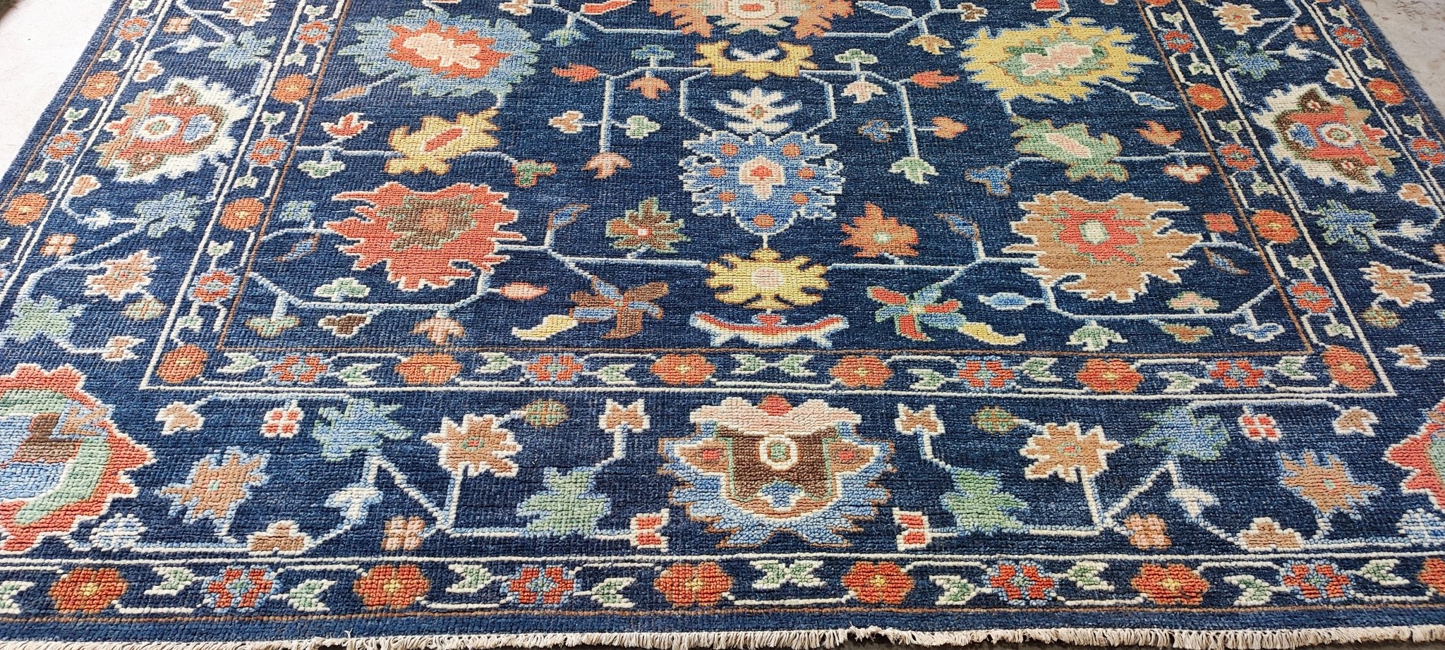 Marisa Mell 9x12 Hand-Knotted Blue Oushak | Banana Manor Rug Factory Outlet