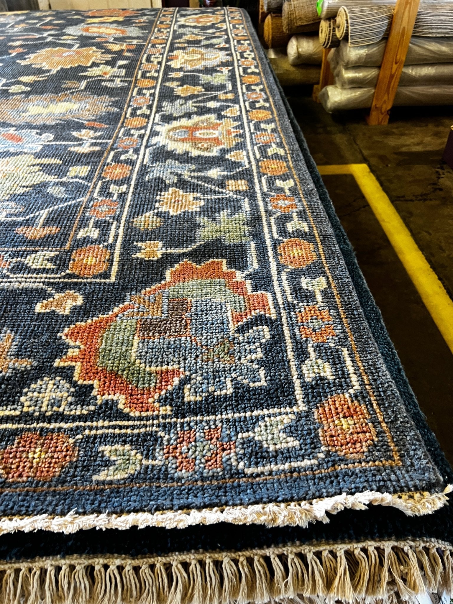 Marisa Mell 9x12 Hand-Knotted Blue Oushak | Banana Manor Rug Factory Outlet