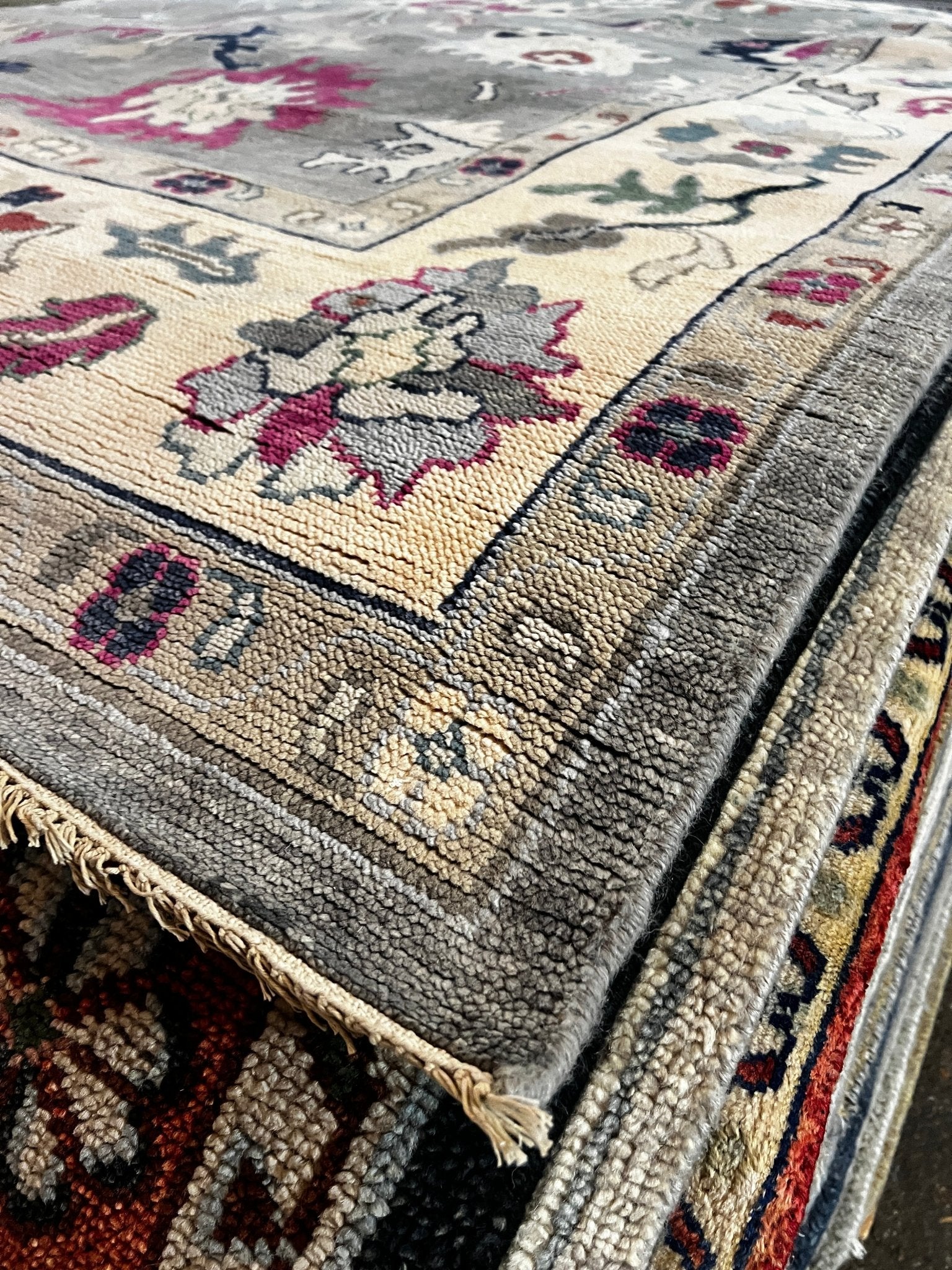 Martina 8x9.9 Grey & Ivory Oushak | Banana Manor Rug Factory Outlet