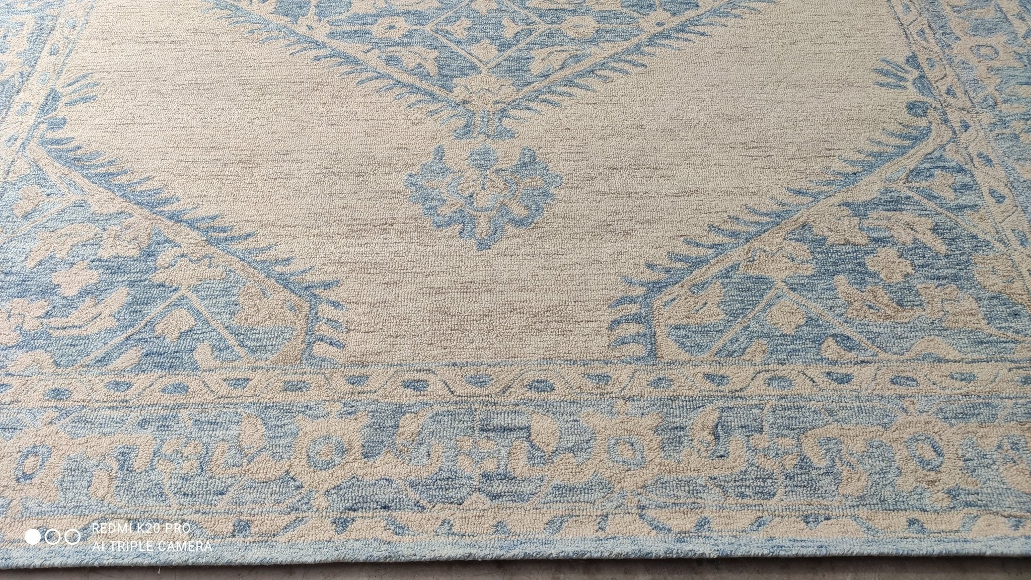 Mary Docter 8x10 Blue and Beige Hand-Tufted Loop Cut Rug | Banana Manor Rug Company