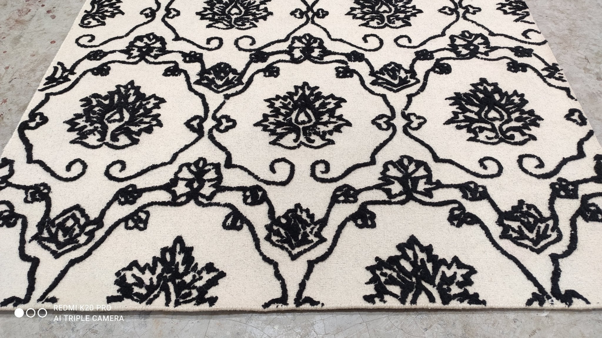 Max Horvath 4.6x6.3 Floral Black White Rug | Banana Manor Rug Company