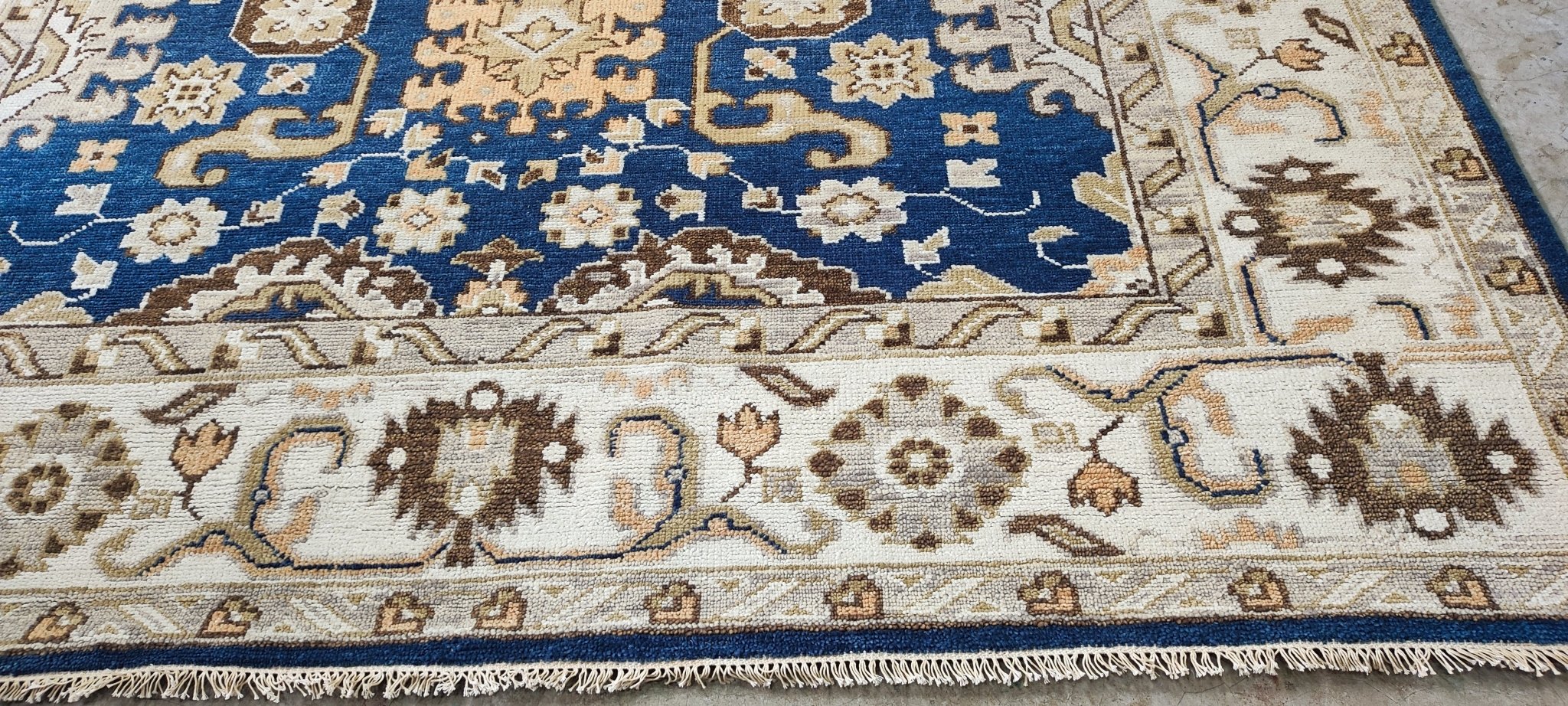 Maybelle 8x10 Hand Knotted Blue & Beige Serapi | Banana Manor Rug Factory Outlet