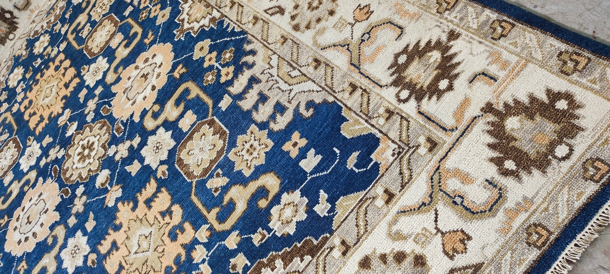 Maybelle 8x10 Hand Knotted Blue & Beige Serapi | Banana Manor Rug Factory Outlet