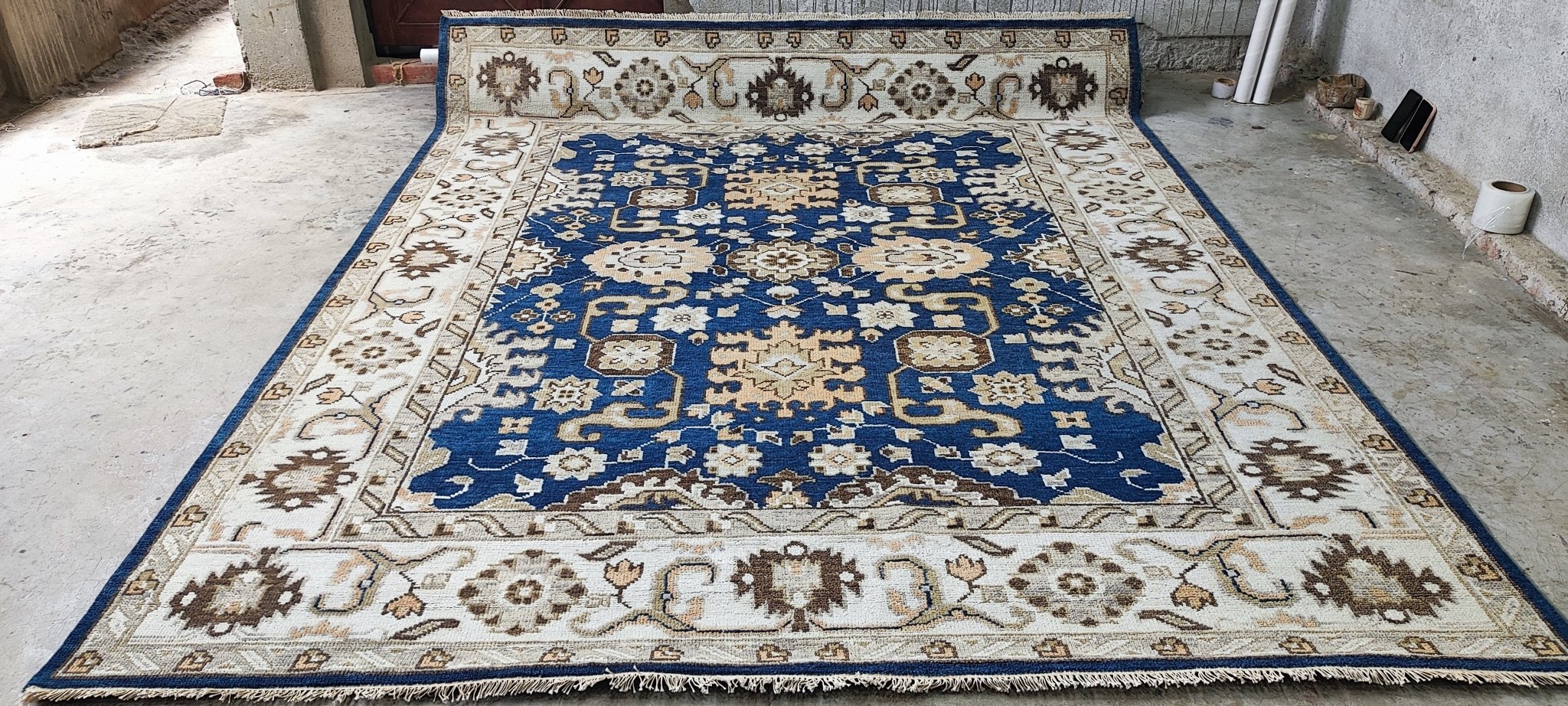 Maybelle 8x10 Hand Knotted Blue & Beige Serapi | Banana Manor Rug Factory Outlet