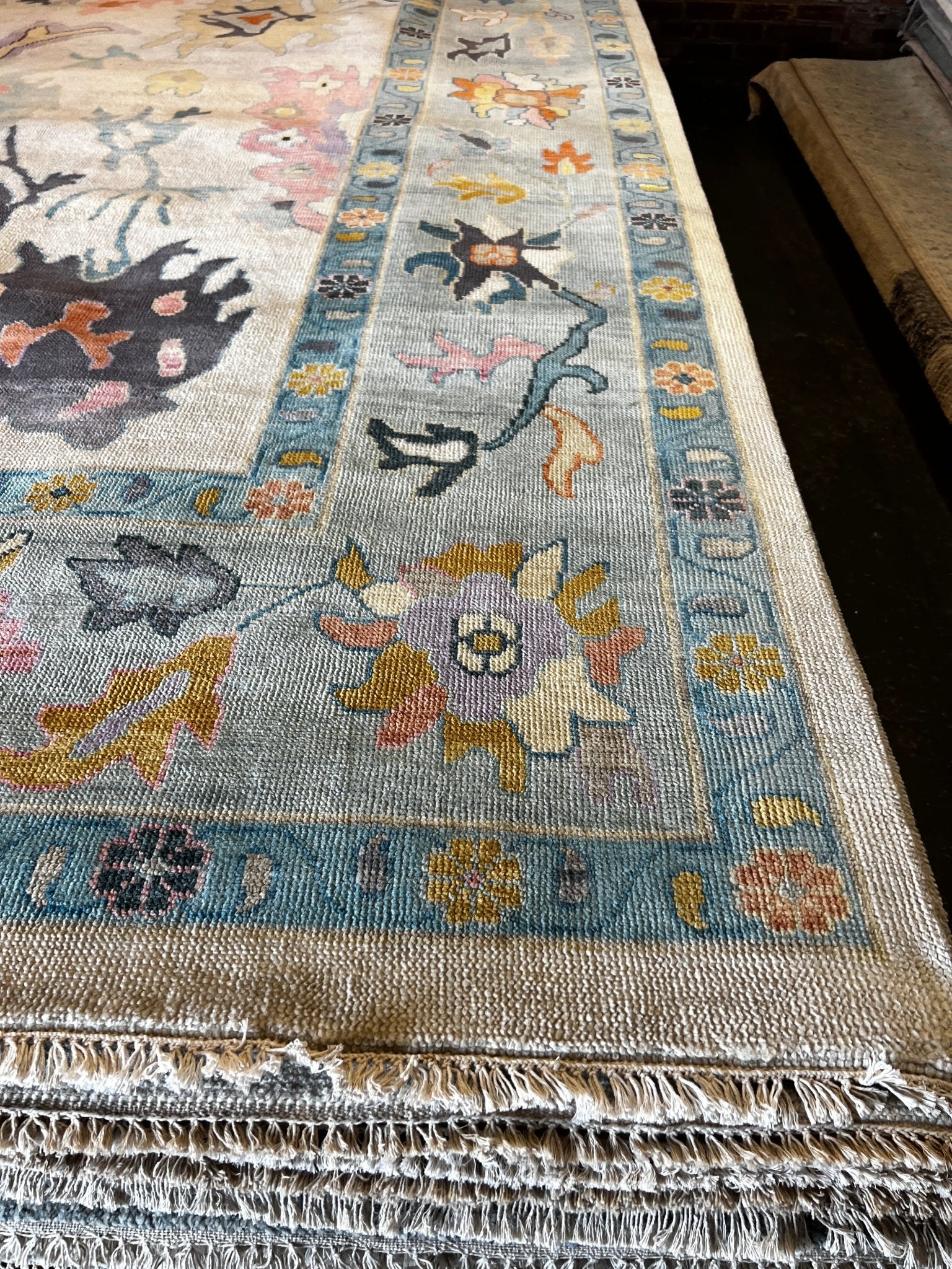 Meg White 10x14 Hand-Knotted Beige & Grey Turkish Oushak | Banana Manor Rug Factory Outlet