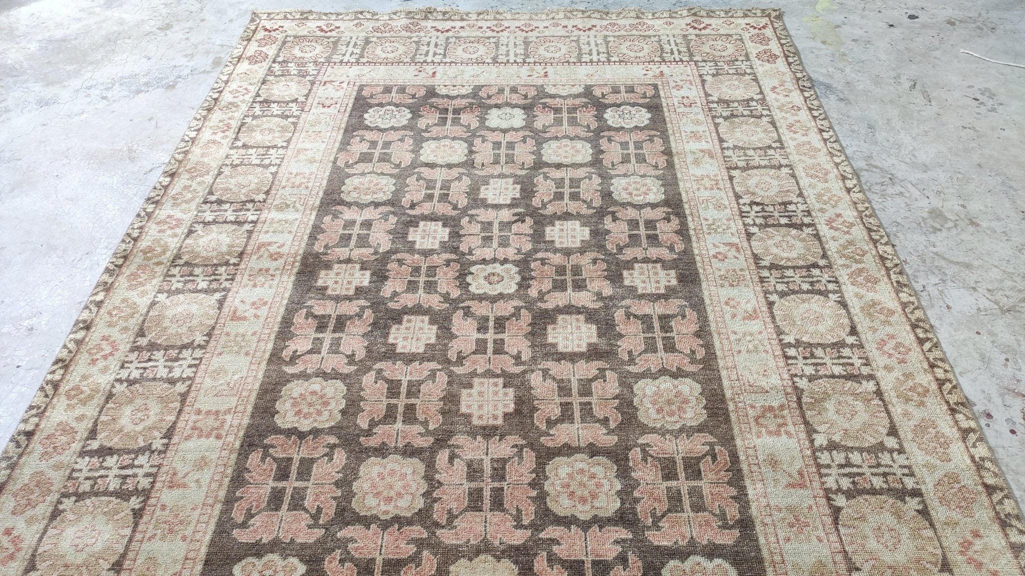 Melanie 6x9 Brown and Beige Hand-Knotted Oushak Rug | Banana Manor Rug Company