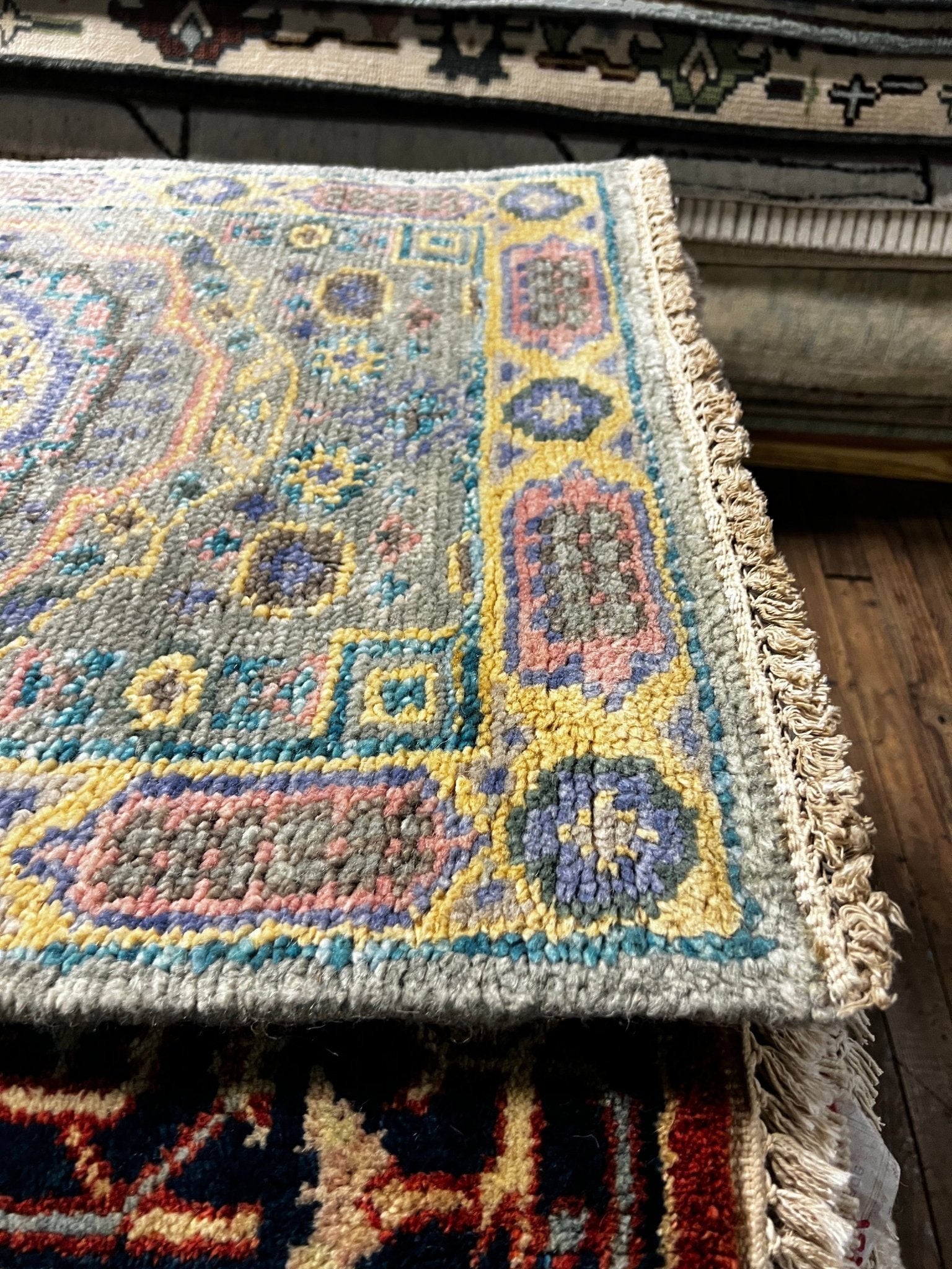 Melissa Warburton 2.6x8 Hand-Knotted Grey & Blue Oushak Runner | Banana Manor Rug Factory Outlet