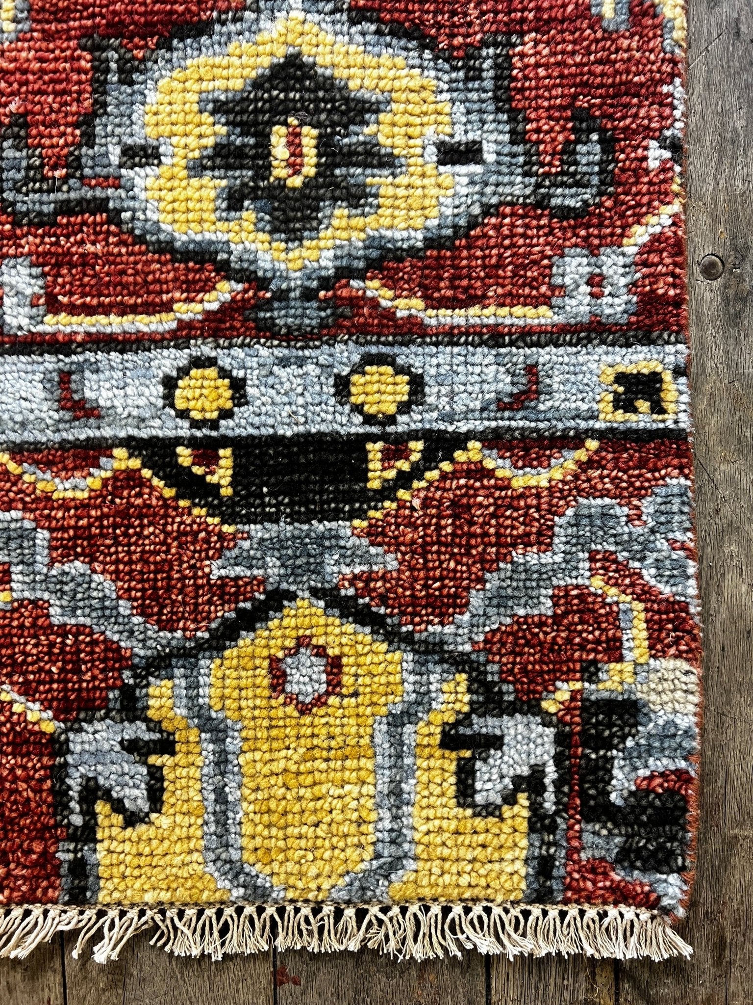 "Merit" Red and Yellow Hand-Knotted Oushak Sample 8x10 | Banana Manor Rug Company