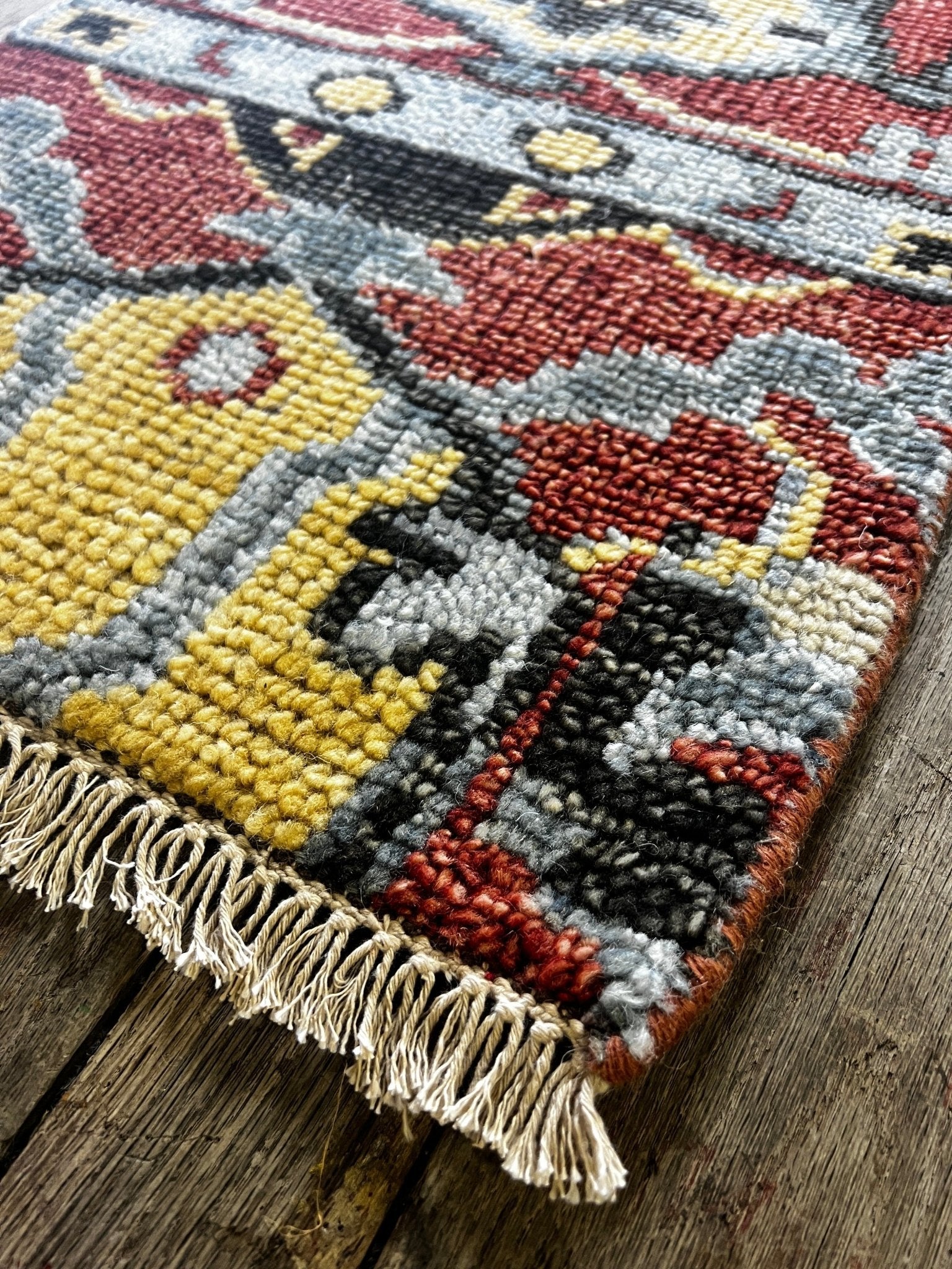 "Merit" Red and Yellow Hand-Knotted Oushak Sample 8x10 | Banana Manor Rug Company