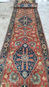 Metal & Steel 2.9x13.6 Rust and Blue Hand-Knotted Serapi Runner | Banana Manor Rug Company