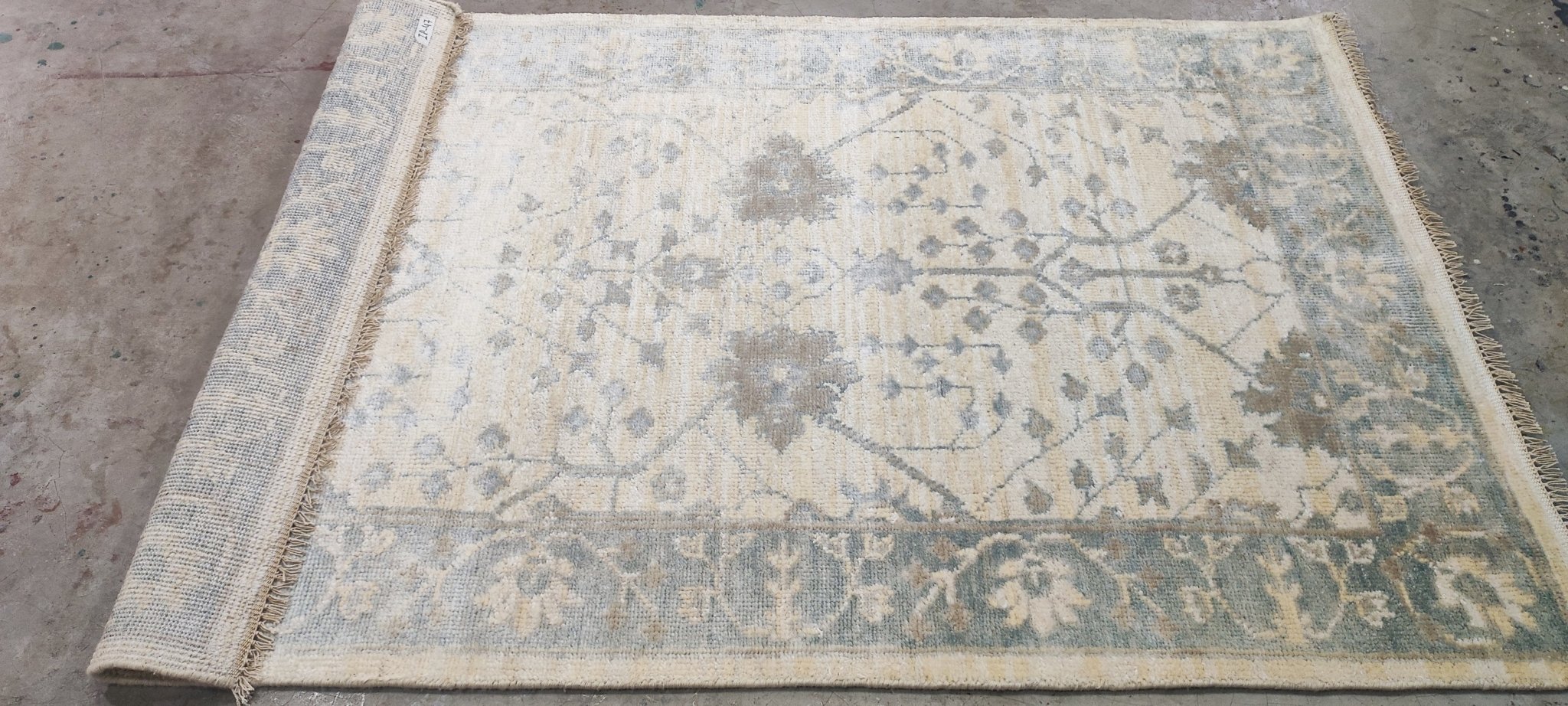 Michelle Ang Hand-Knotted Ivory and Grey Oushak 4x6 | Banana Manor Rug Company