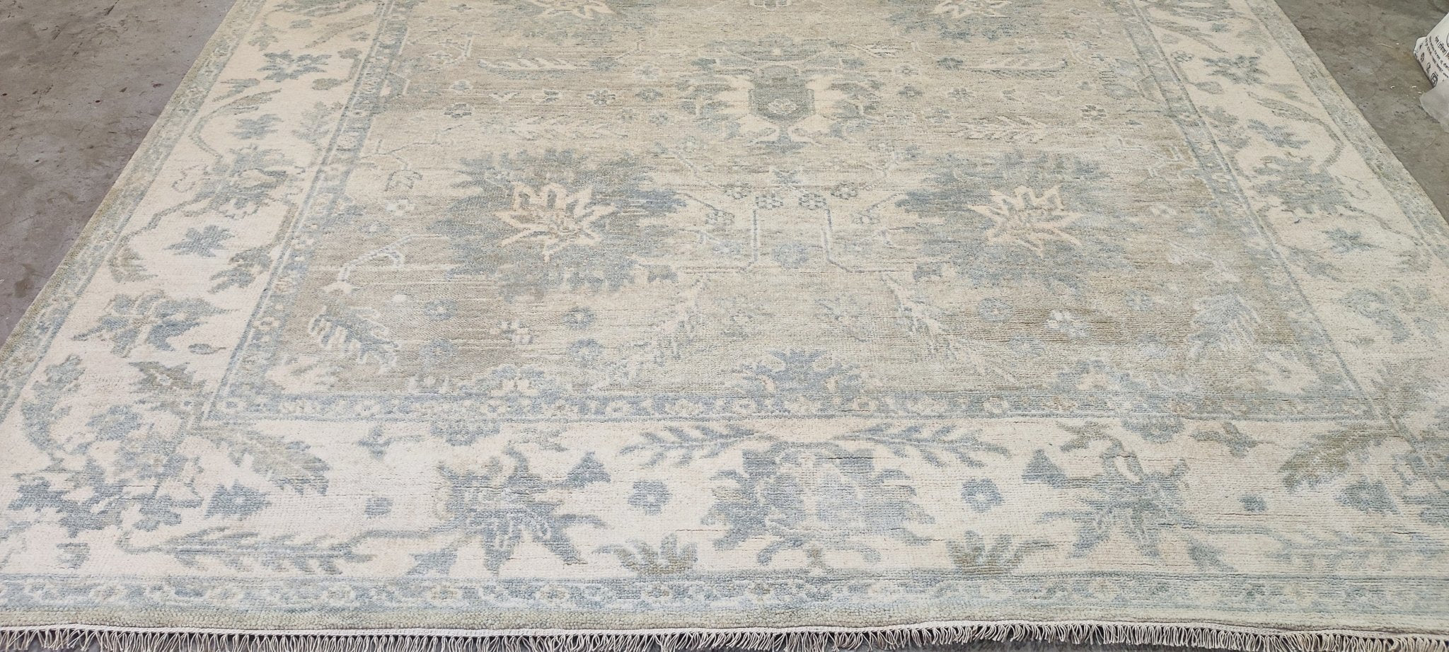 Michelle Dorrance Hand-Knotted Oushak Rug Tan and Ivory 9x12 | Banana Manor Rug Company