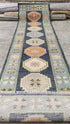 Michelle Pfeiffer 2.9x9.9 Blue and Light Blue Hand-Knotted Oushak Runner | Banana Manor Rug Company