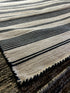 Mildred James 8x11.9 White and Blue Striped Handwoven Durrie Rug | Banana Manor Rug Factory Outlet
